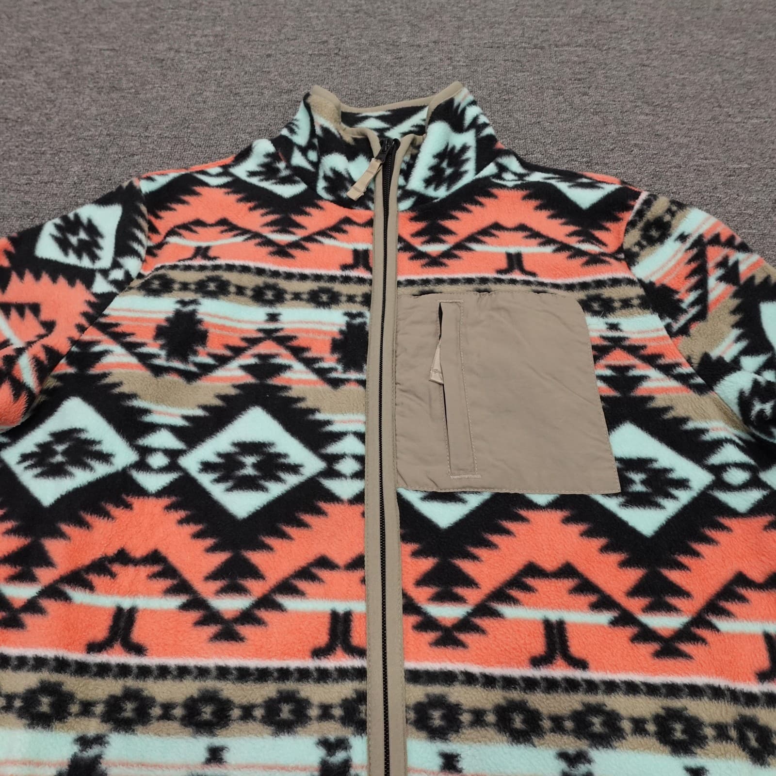WeSC Jacket Mens Medium Moritz Aztec Fleece Full Zip Outdoor Hiking M414575T - Thumbnail 2