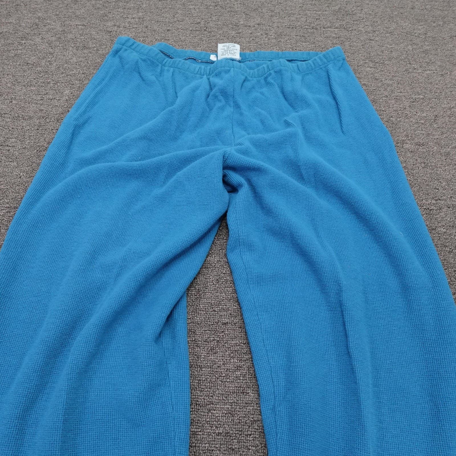 Vintage Johnny Was Lounge Pants Womens Large Blue Thermal Knit Cotton 90s - Thumbnail 2