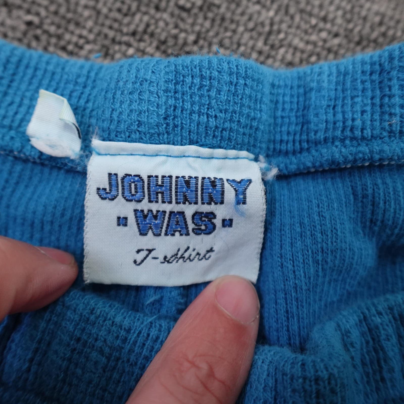 Vintage Johnny Was Lounge Pants Womens Large Blue Thermal Knit Cotton 90s - Thumbnail 3