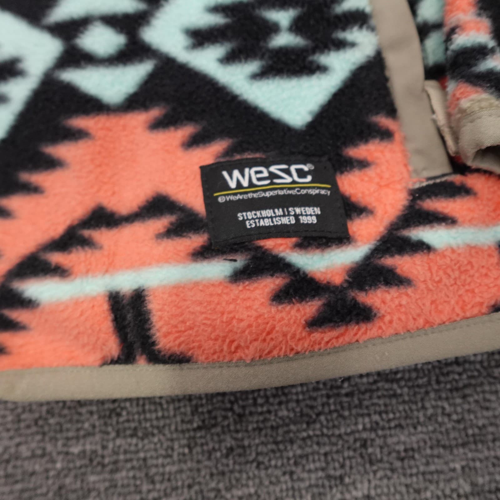 WeSC Jacket Mens Medium Moritz Aztec Fleece Full Zip Outdoor Hiking M414575T - Thumbnail 3