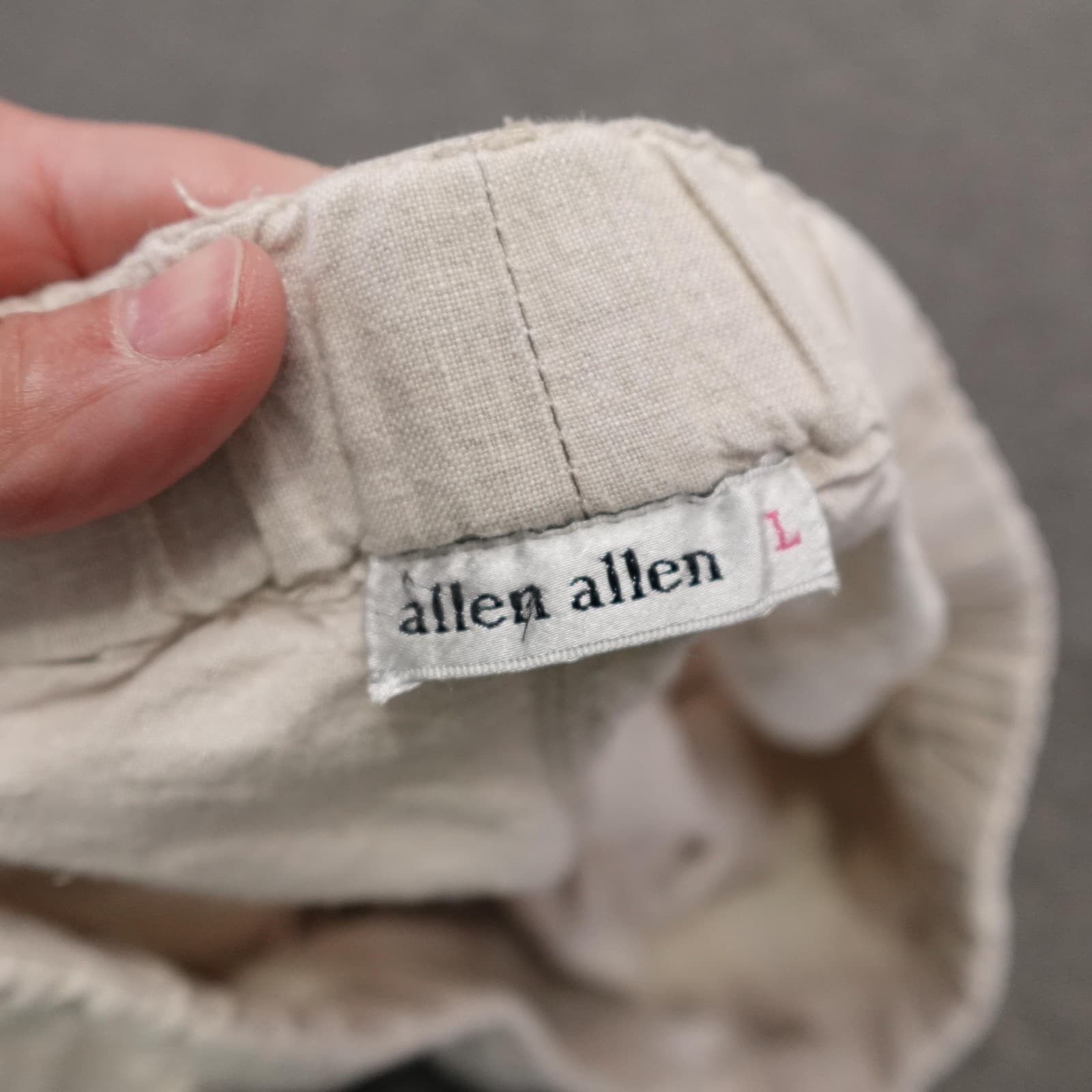 Allen Allen Pants Womens Large Beige Linen Drawstring Elastic Waist Casual - Thumbnail 5