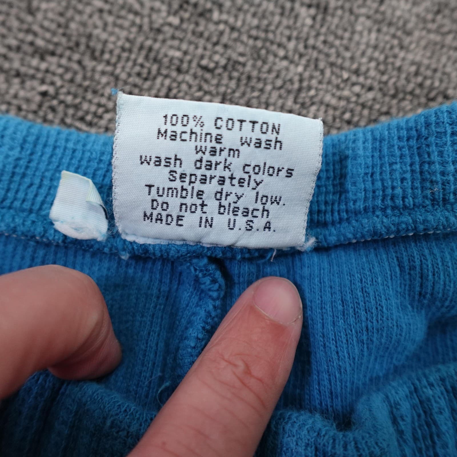 Vintage Johnny Was Lounge Pants Womens Large Blue Thermal Knit Cotton 90s - Thumbnail 4