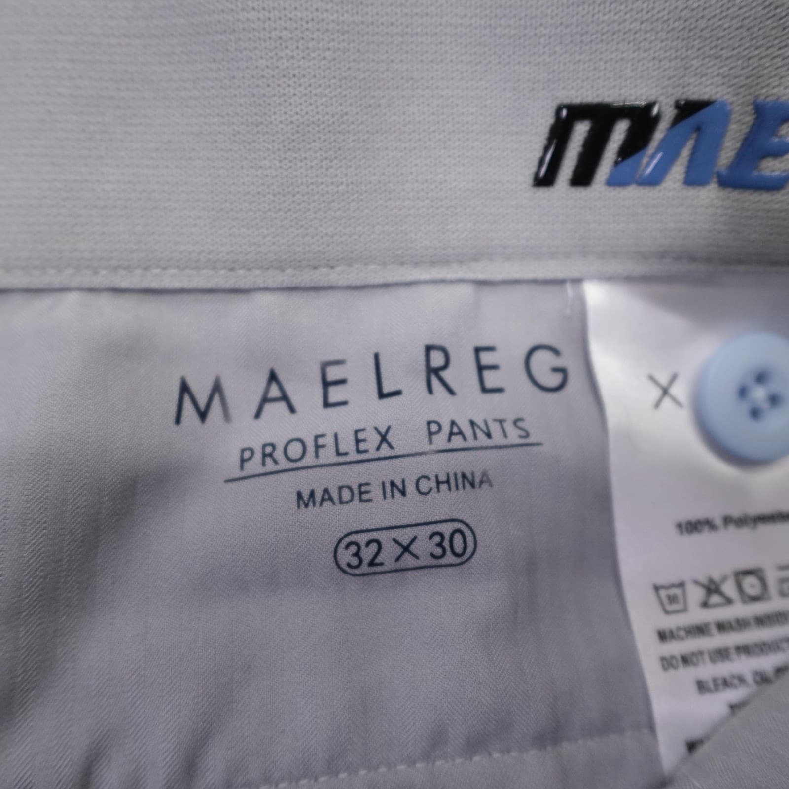 MAELREG Proflex Pants Mens 32x30 Light Blue Microfiber Chino Straight Leg Casual - Thumbnail 4