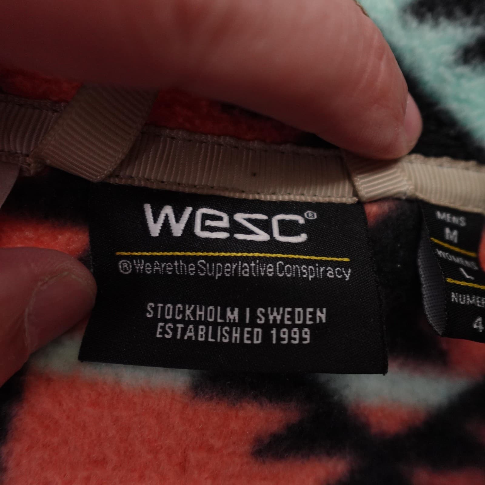 WeSC Jacket Mens Medium Moritz Aztec Fleece Full Zip Outdoor Hiking M414575T - Thumbnail 4