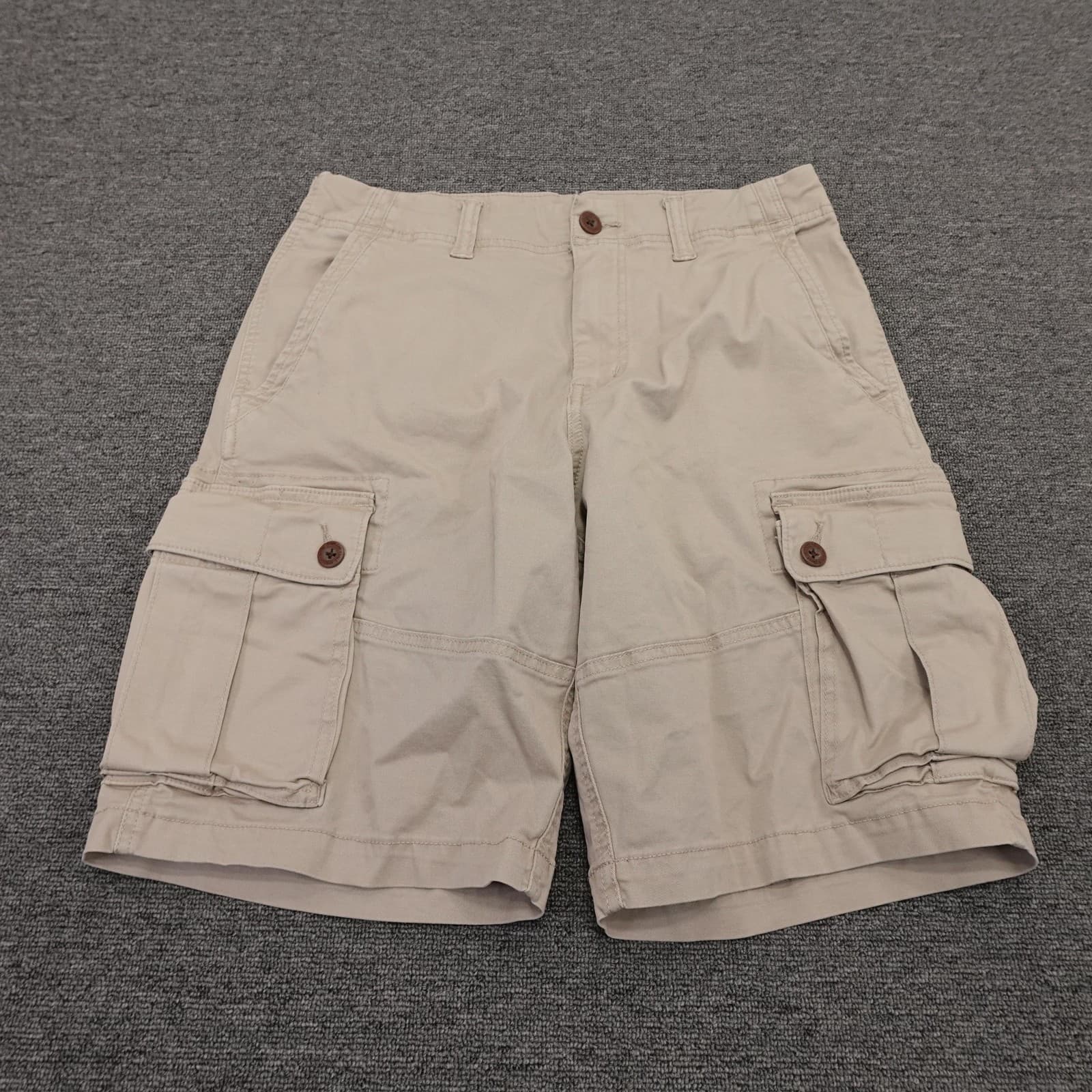 American Eagle Outfitters Cargo Shorts Mens 31 Beige Canvas Stretch 11 Inseam