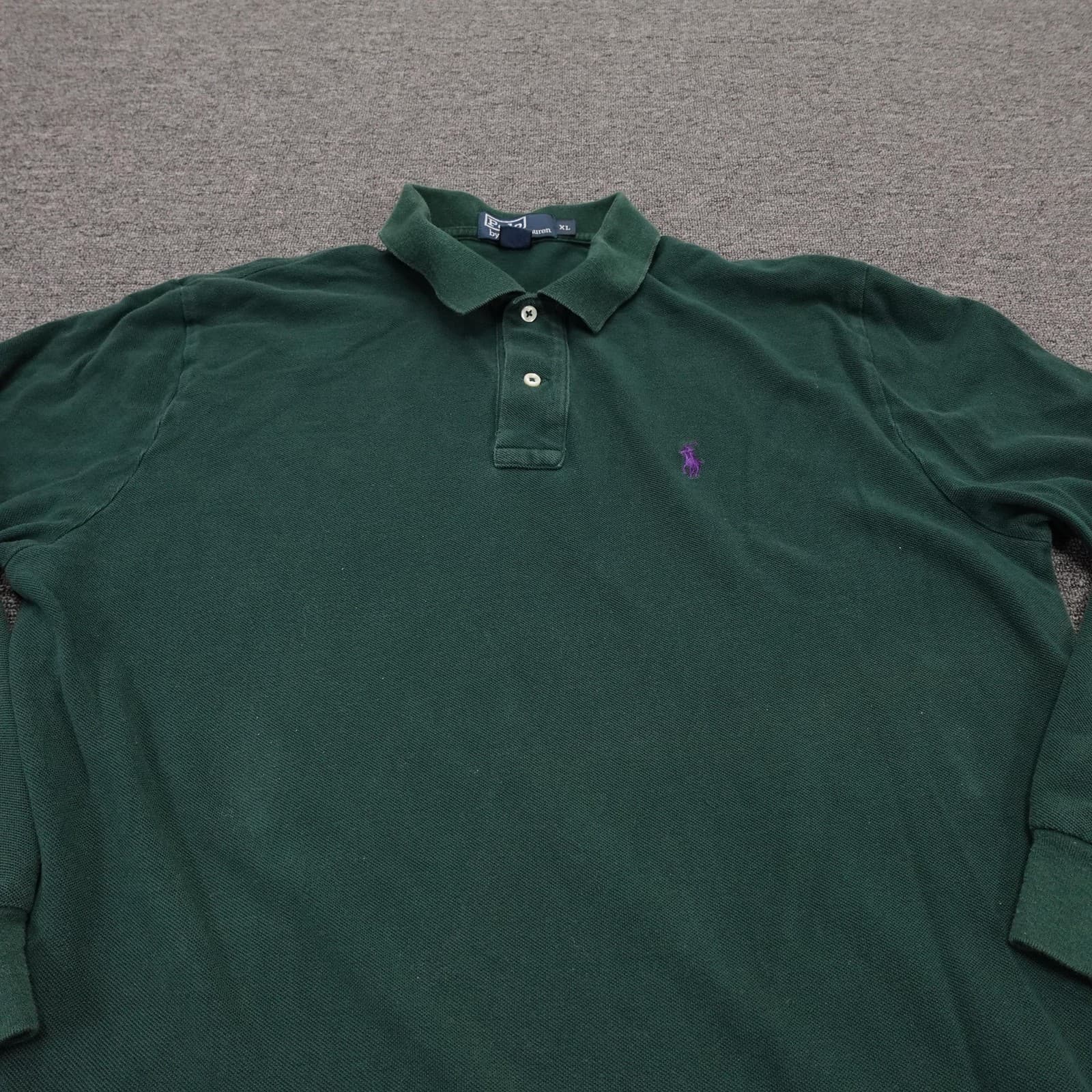 Polo By Ralph Lauren Polo Shirt Mens XL Green Cotton Long Sleeve Knit Pique - Thumbnail 2