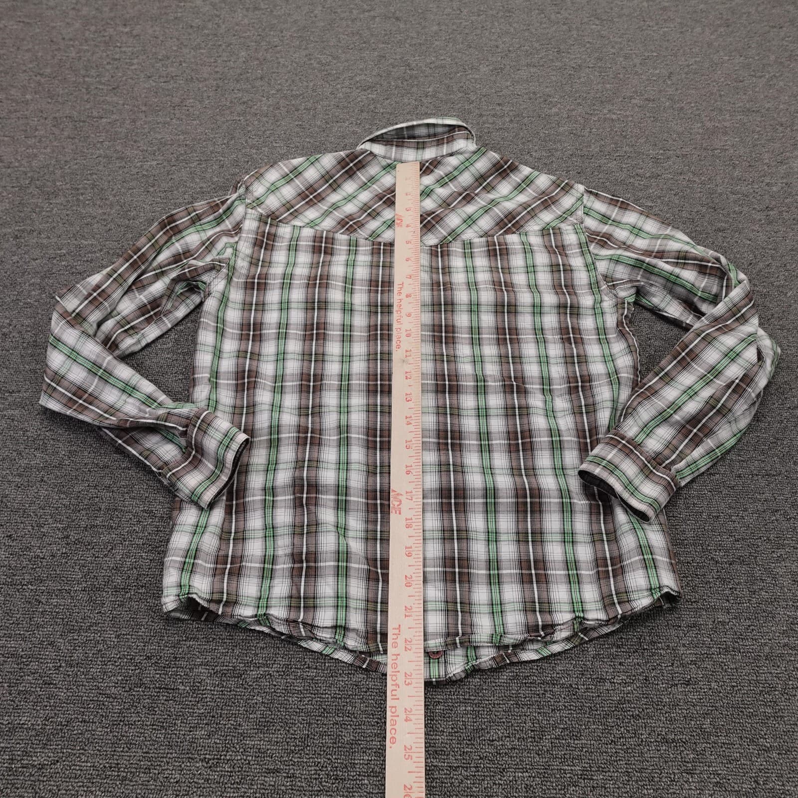 Cinch Shirt Boys Large Green Brown Plaid Long Sleeve Western Snap Cowboy Casual - Thumbnail 5