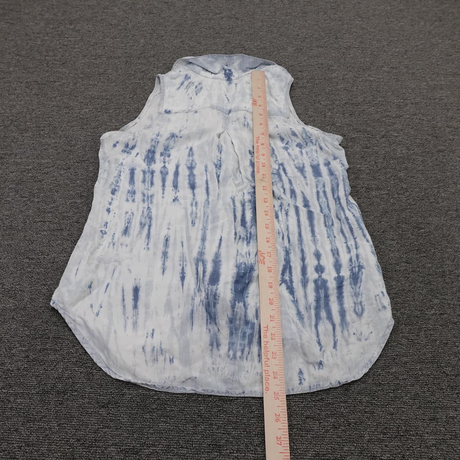 Cloth & Stone Shirt Womens Small Blue Tie Dye Sleeveless Button Up Casual Top - Thumbnail 5