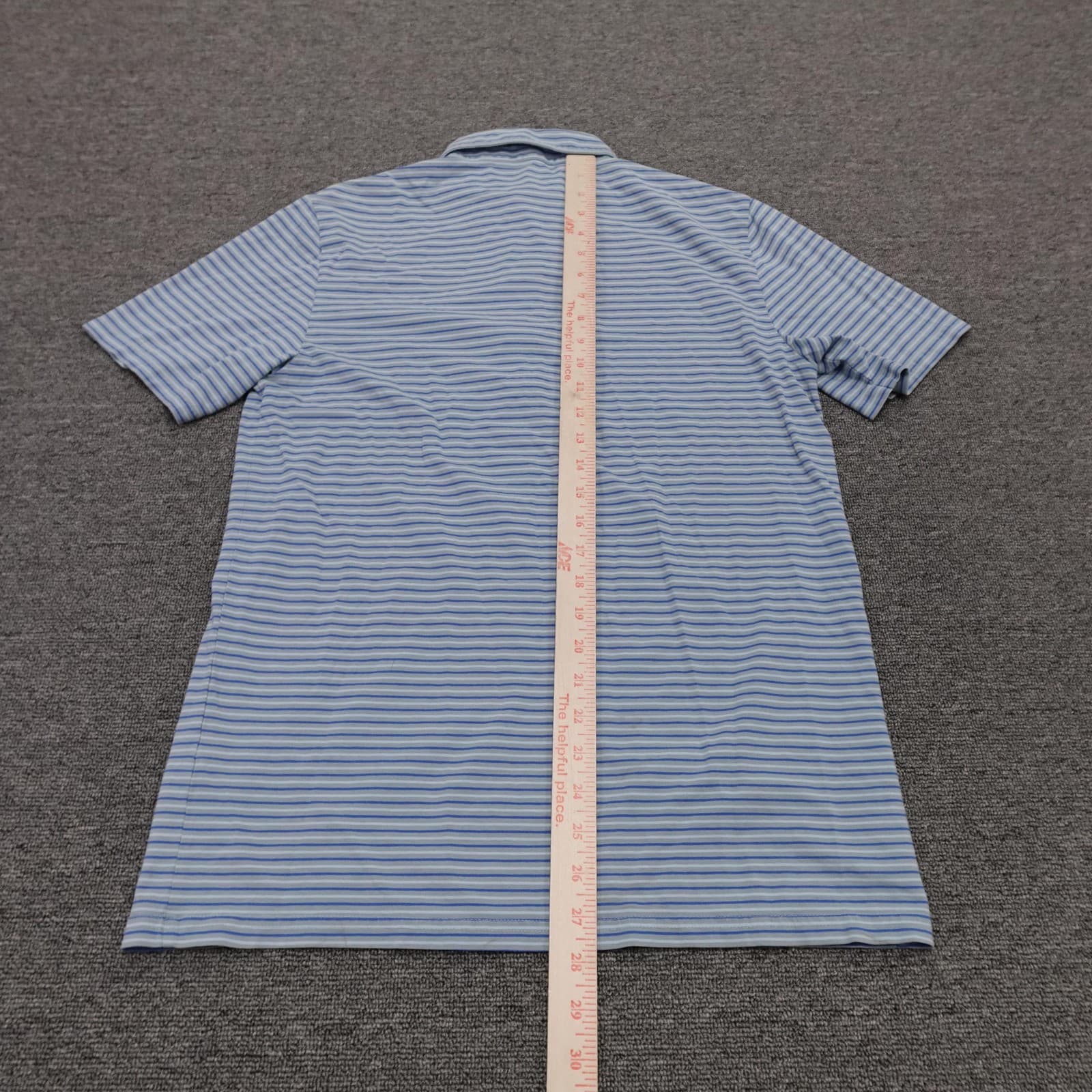 Criquet Polo Shirt Mens Small Blue Striped Pima Cotton Pocket Golf Stretch Top - Thumbnail 5