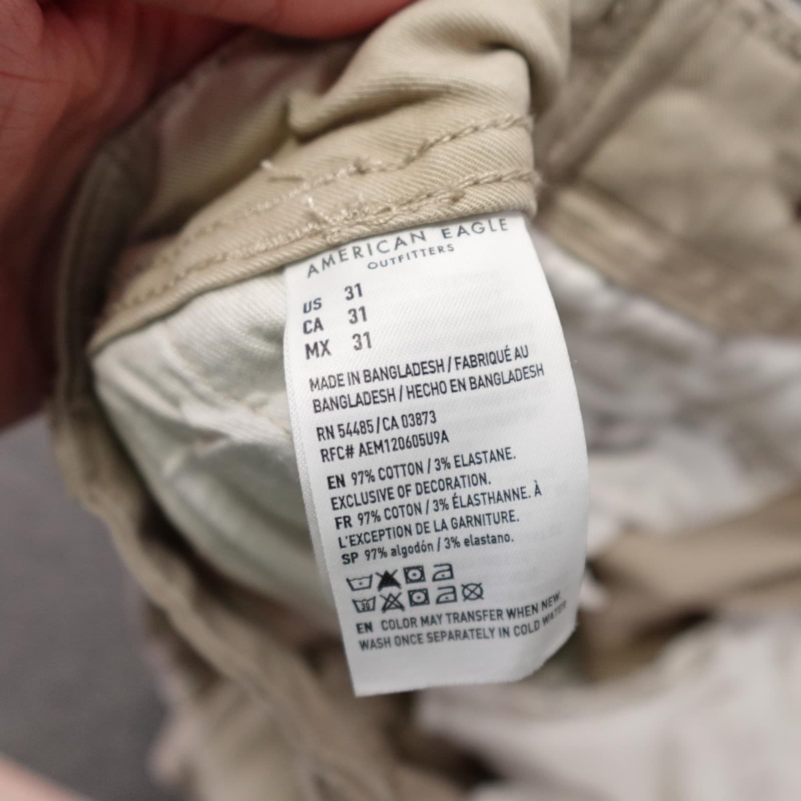 American Eagle Outfitters Cargo Shorts Mens 31 Beige Canvas Stretch 11 Inseam - Thumbnail 6