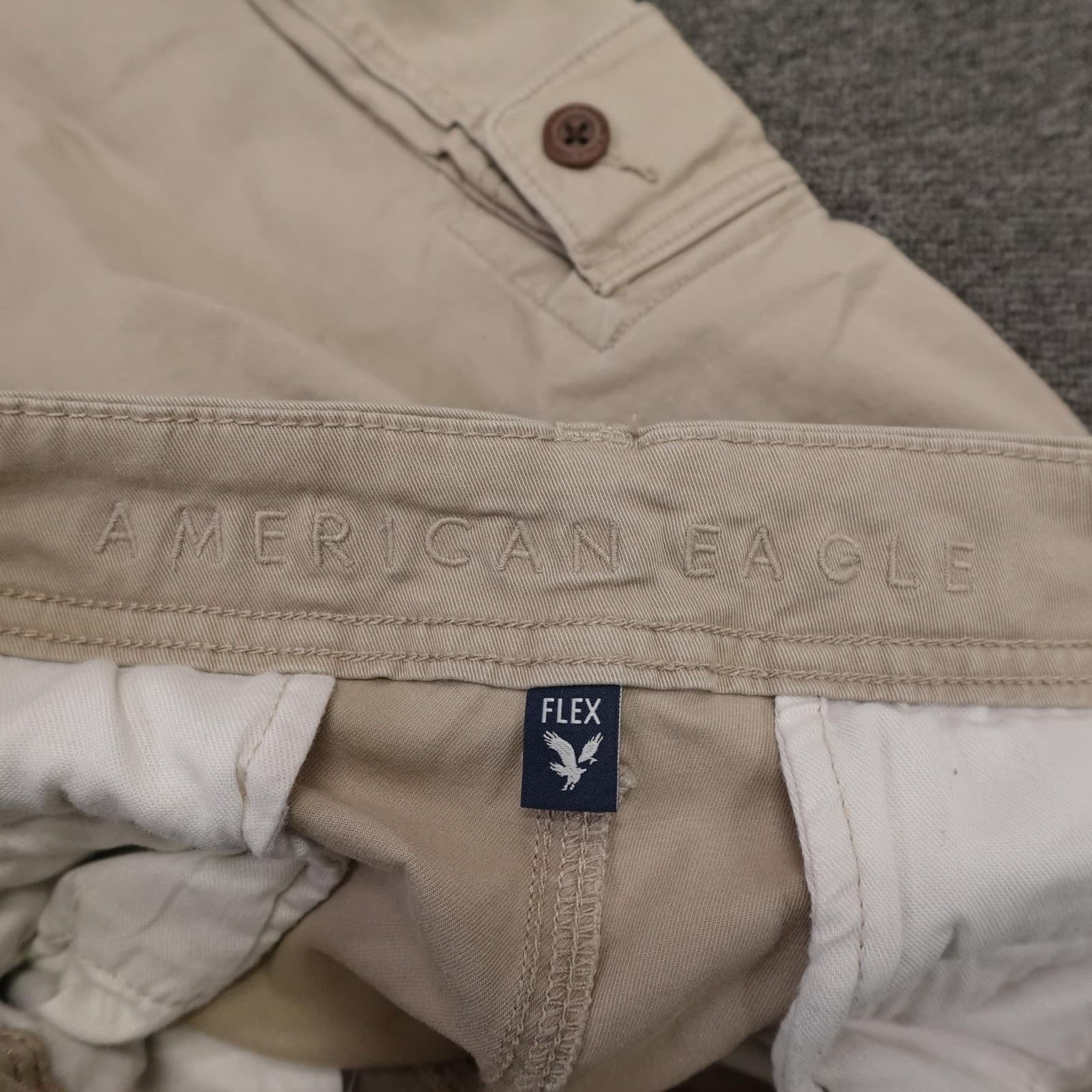American Eagle Outfitters Cargo Shorts Mens 31 Beige Canvas Stretch 11 Inseam - Thumbnail 5