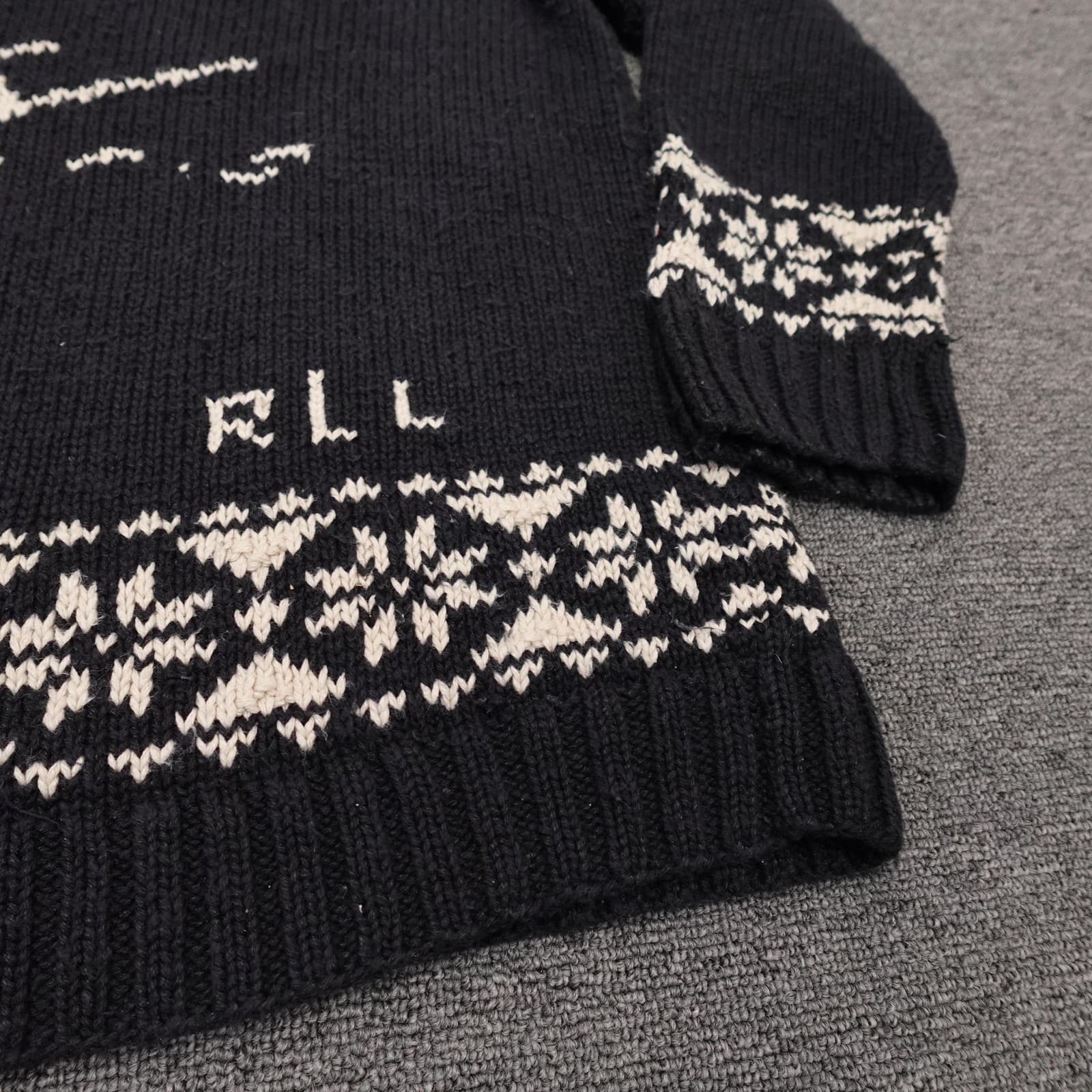 Vintage Lauren Ralph Lauren Sweater Large Downhill Ski Fair Isle Mock 90s - Thumbnail 3