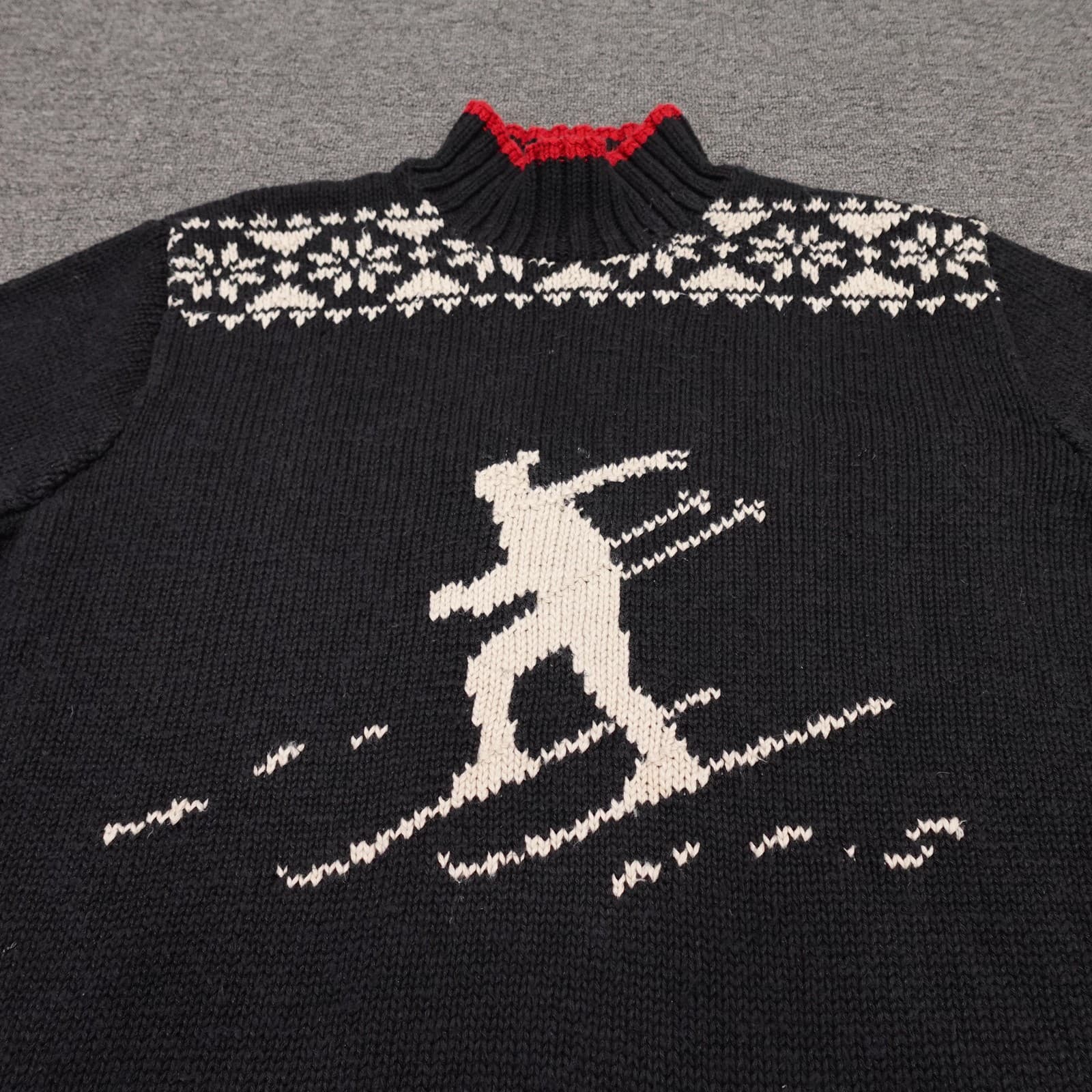 Vintage Lauren Ralph Lauren Sweater Large Downhill Ski Fair Isle Mock 90s - Thumbnail 2