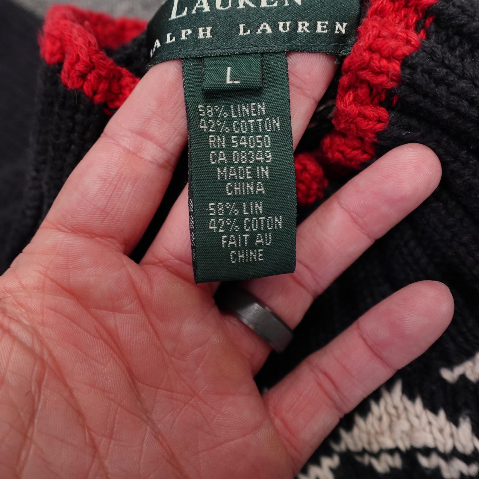 Vintage Lauren Ralph Lauren Sweater Large Downhill Ski Fair Isle Mock 90s - Thumbnail 7