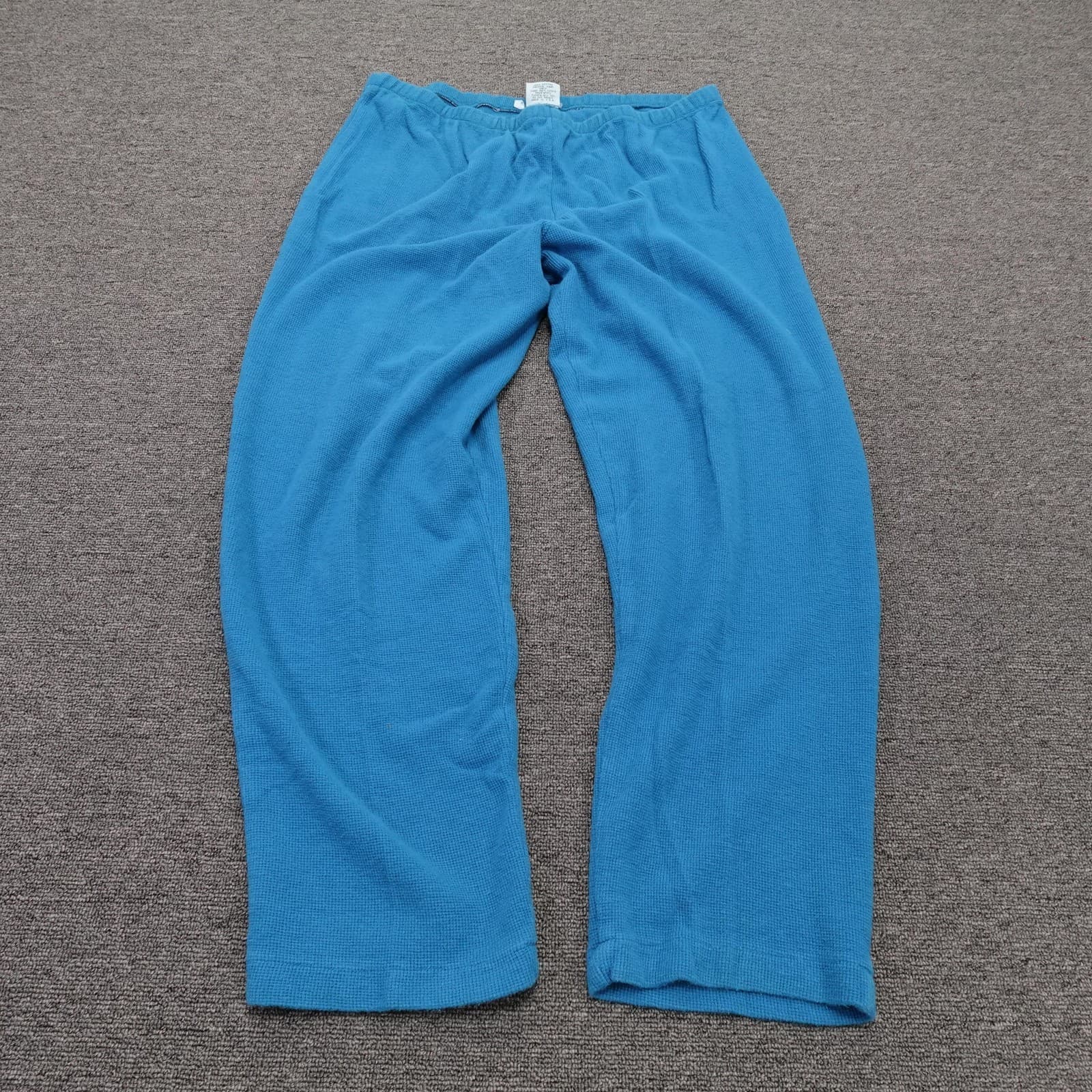 Vintage Johnny Was Lounge Pants Womens Large Blue Thermal Knit Cotton 90s