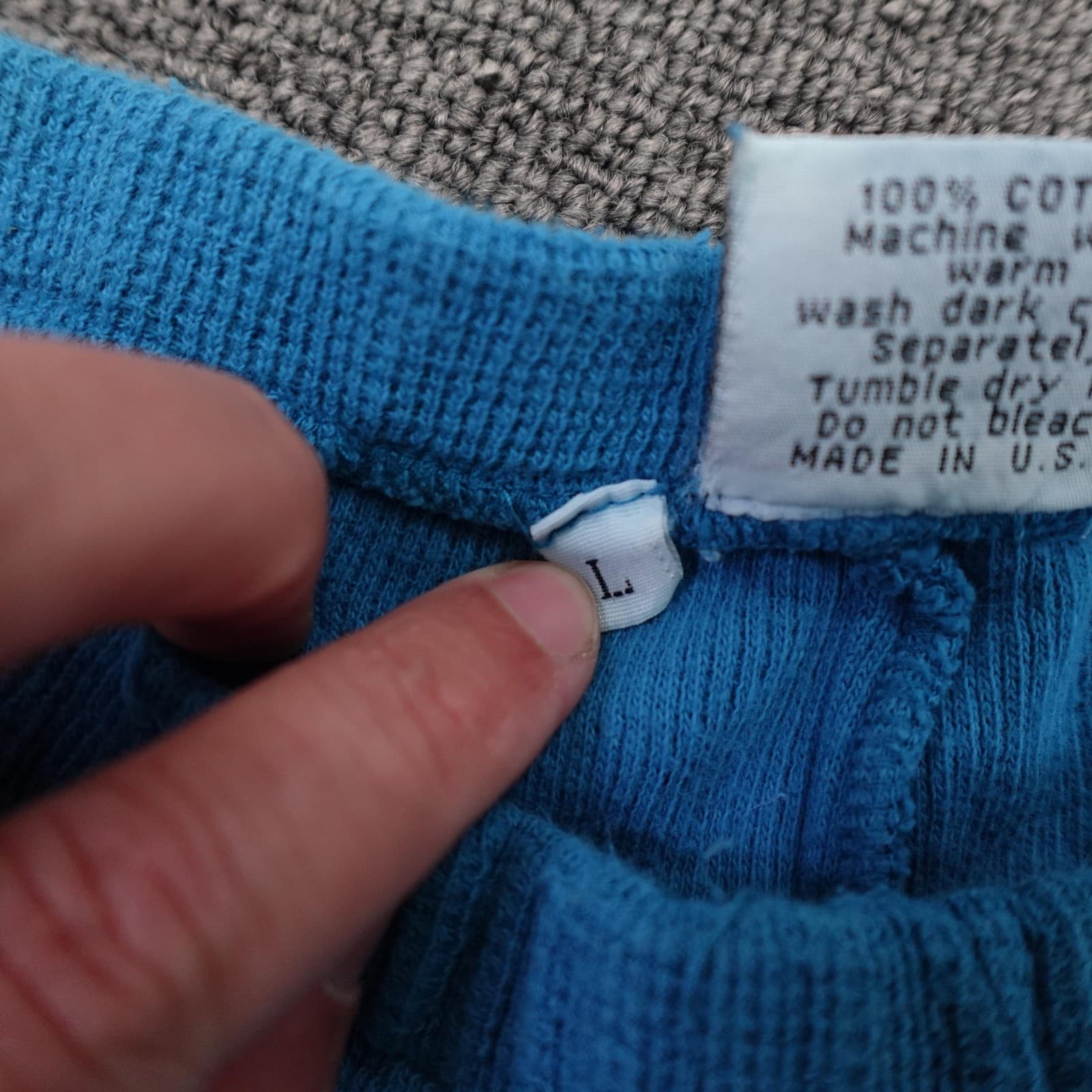 Vintage Johnny Was Lounge Pants Womens Large Blue Thermal Knit Cotton 90s - Thumbnail 5