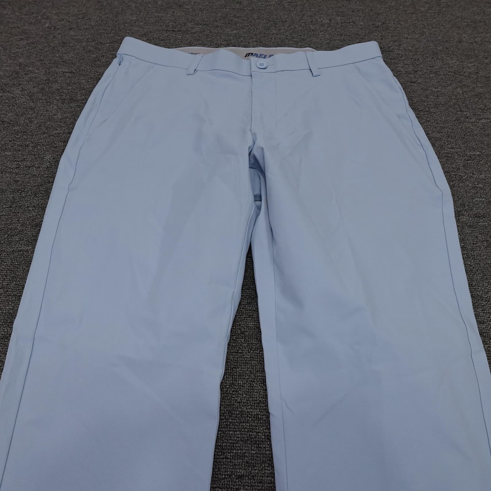 MAELREG Proflex Pants Mens 32x30 Light Blue Microfiber Chino Straight Leg Casual - Thumbnail 2
