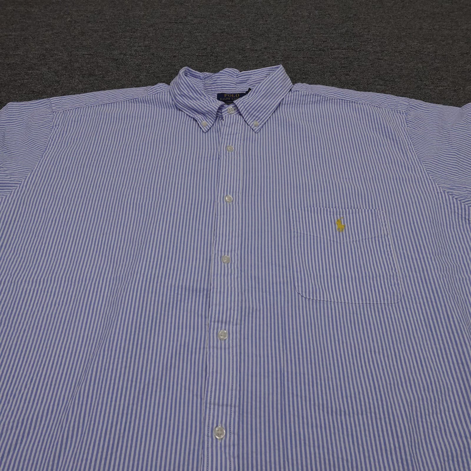 Polo Ralph Lauren Shirt Mens Big 3XLT Blue Stripe Short Sleeve Button Up Casual - Thumbnail 2