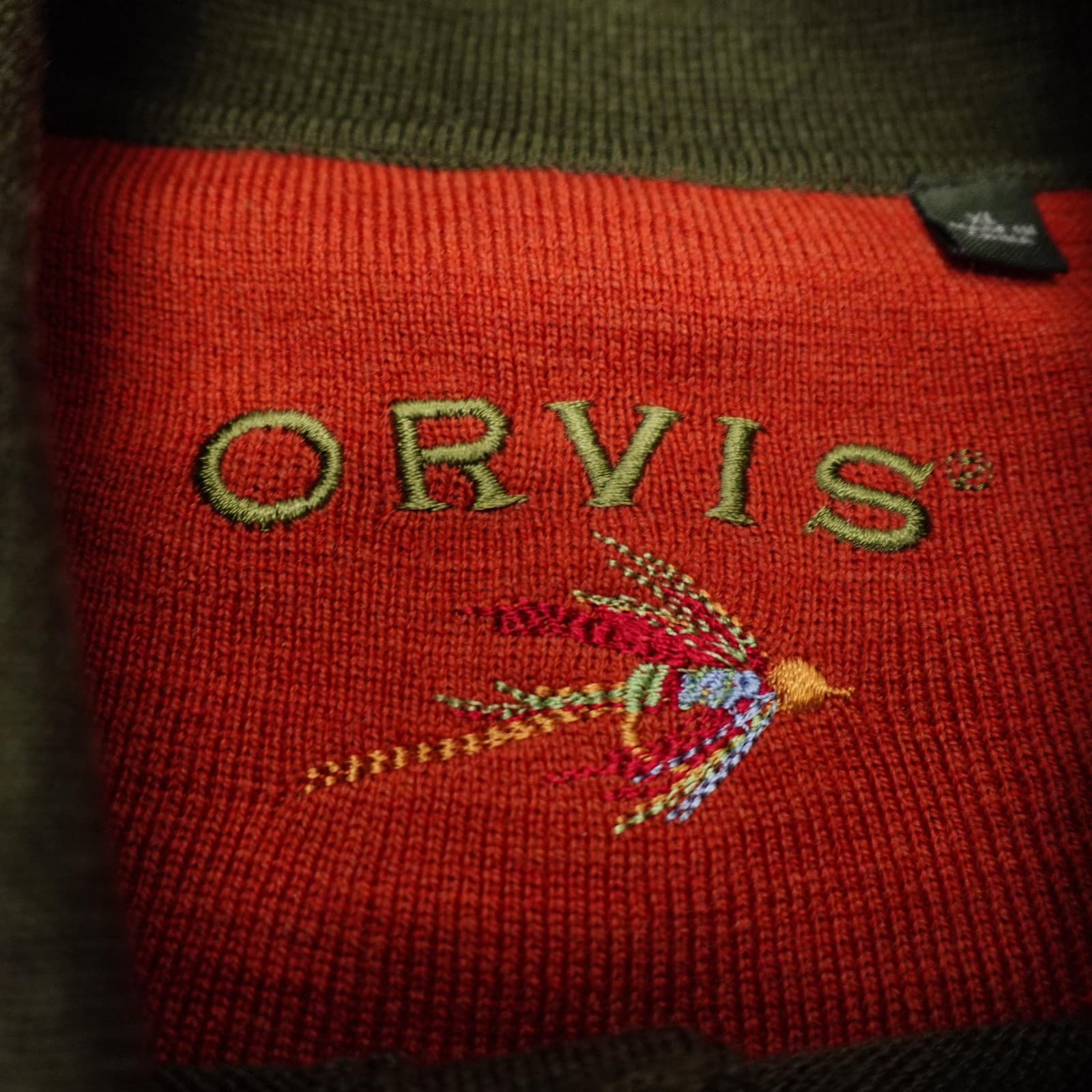 Orvis Sweater Mens XL Green Wool Knit Polo Collar Long Sleeve Pullover Casual - Thumbnail 3