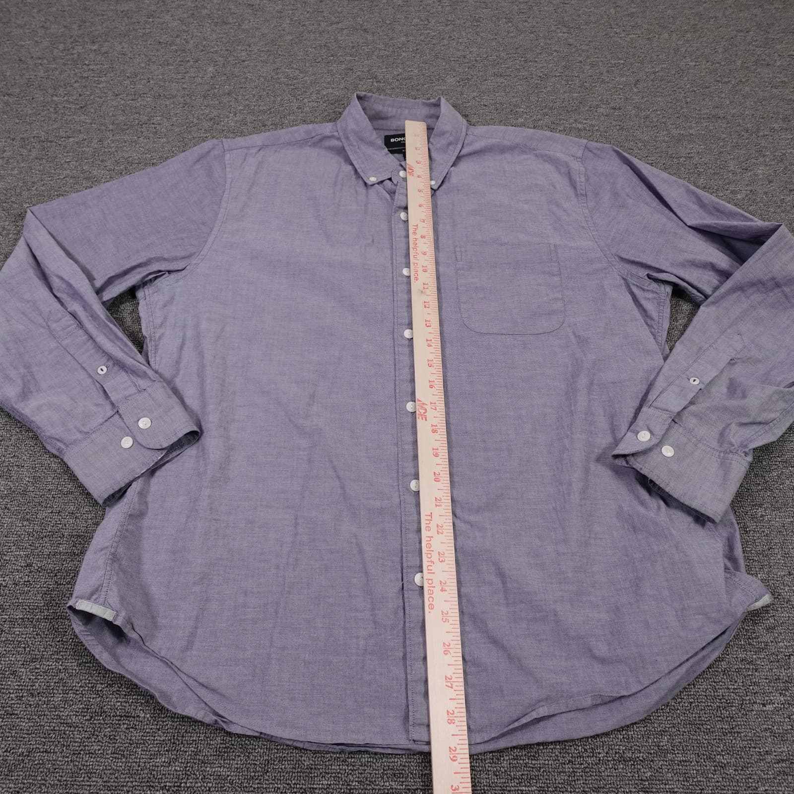 Bonobos Shirt Mens XL Purple Chambray Long Sleeve Button Down Slim Fit Stretch - Thumbnail 5