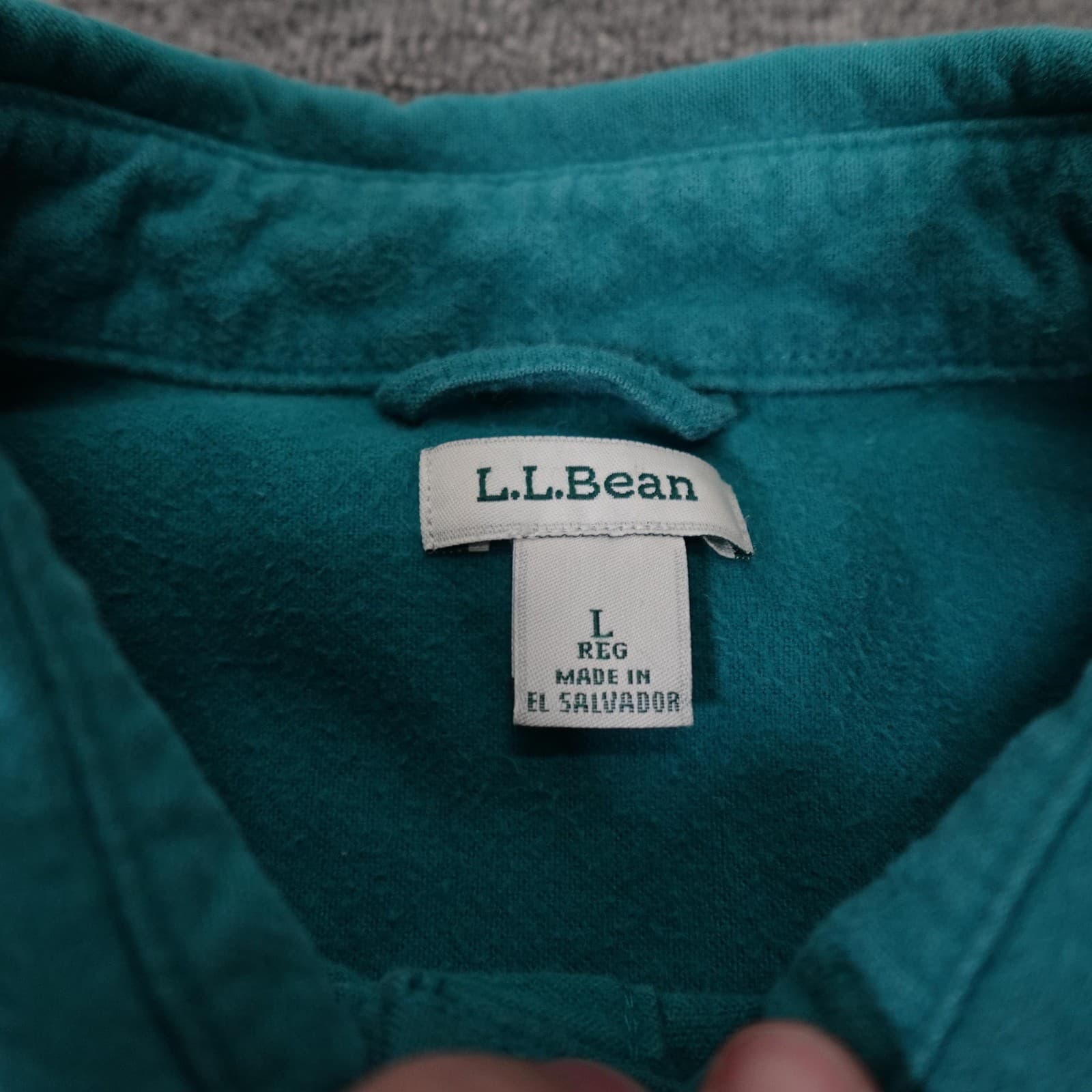 L.L.Bean Shirt Womens Large Green Flannel Button Up Long Sleeve Pockets Casual - Thumbnail 3