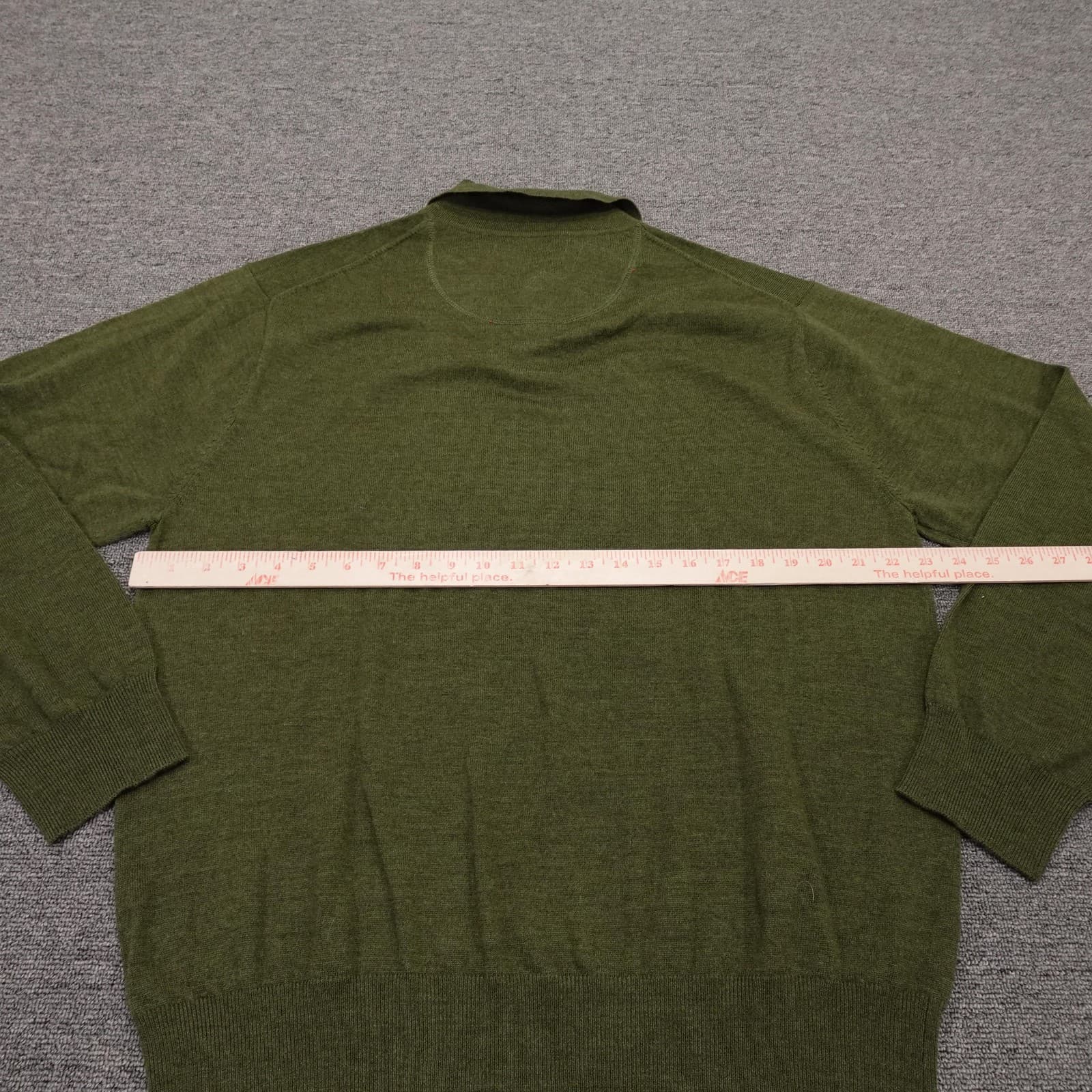Orvis Sweater Mens XL Green Wool Knit Polo Collar Long Sleeve Pullover Casual - Thumbnail 5