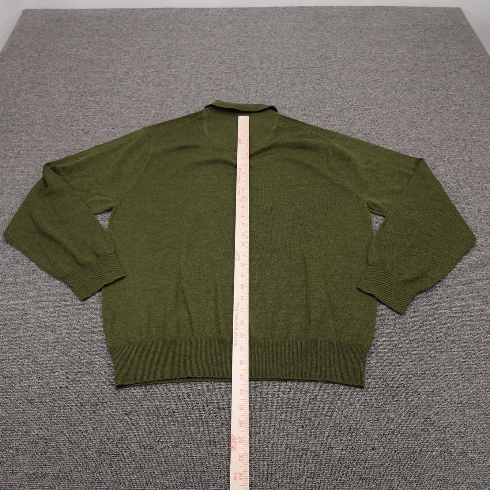 Orvis Sweater Mens XL Green Wool Knit Polo Collar Long Sleeve Pullover Casual - Thumbnail 6