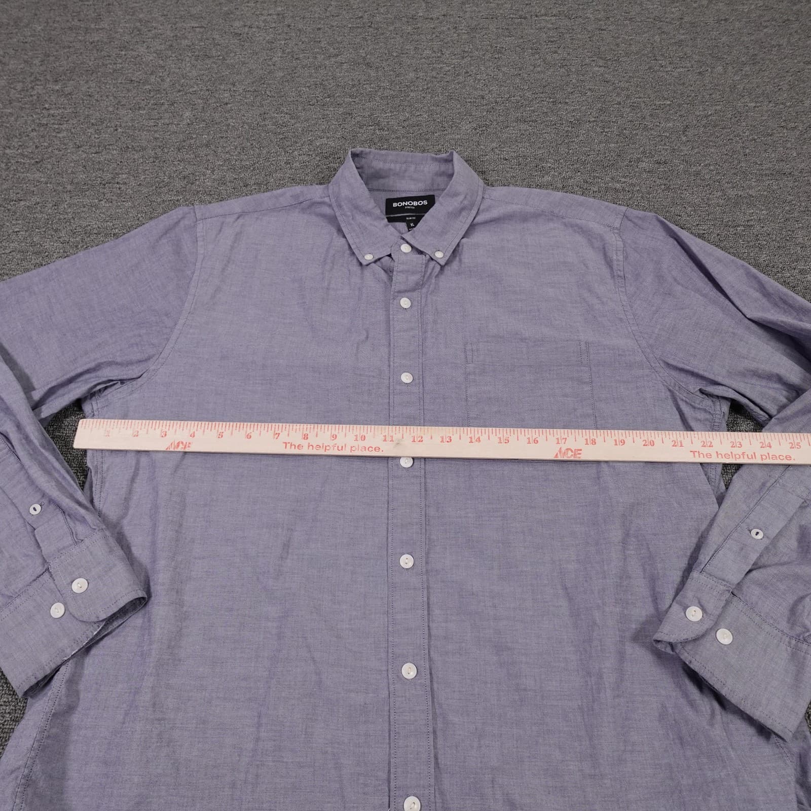 Bonobos Shirt Mens XL Purple Chambray Long Sleeve Button Down Slim Fit Stretch - Thumbnail 4