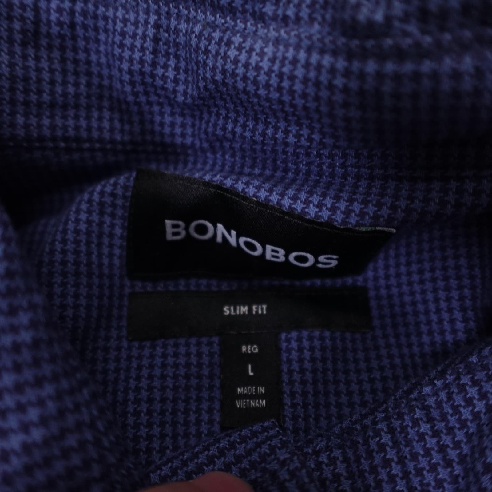 Bonobos Shirt Mens Large Blue Check Long Sleeve Button Up Slim Fit Stretch Woven - Thumbnail 3