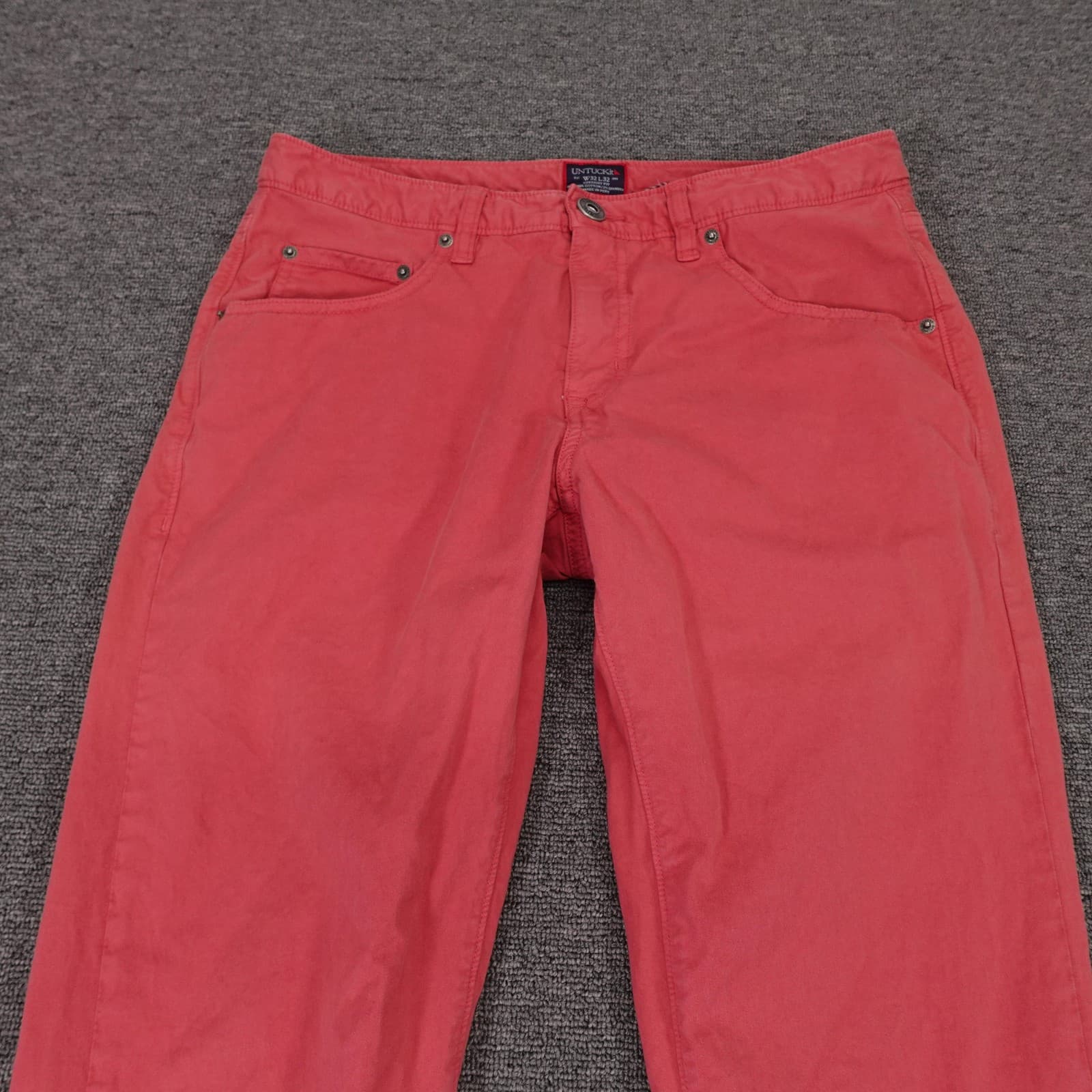UNTUCKit Pants Mens 32x31 Pink Straight Fit Canvas Chino Stretch 5 Pocket Preppy - Thumbnail 2