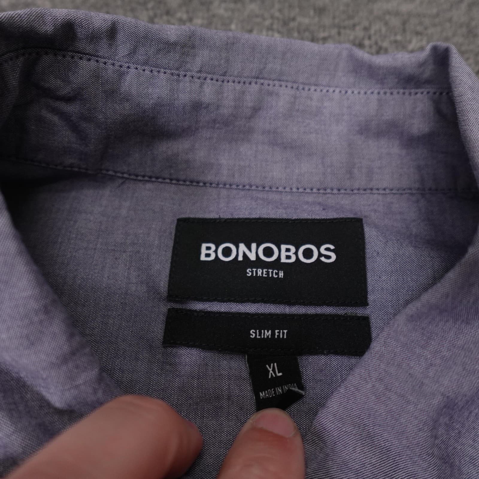 Bonobos Shirt Mens XL Purple Chambray Long Sleeve Button Down Slim Fit Stretch - Thumbnail 3