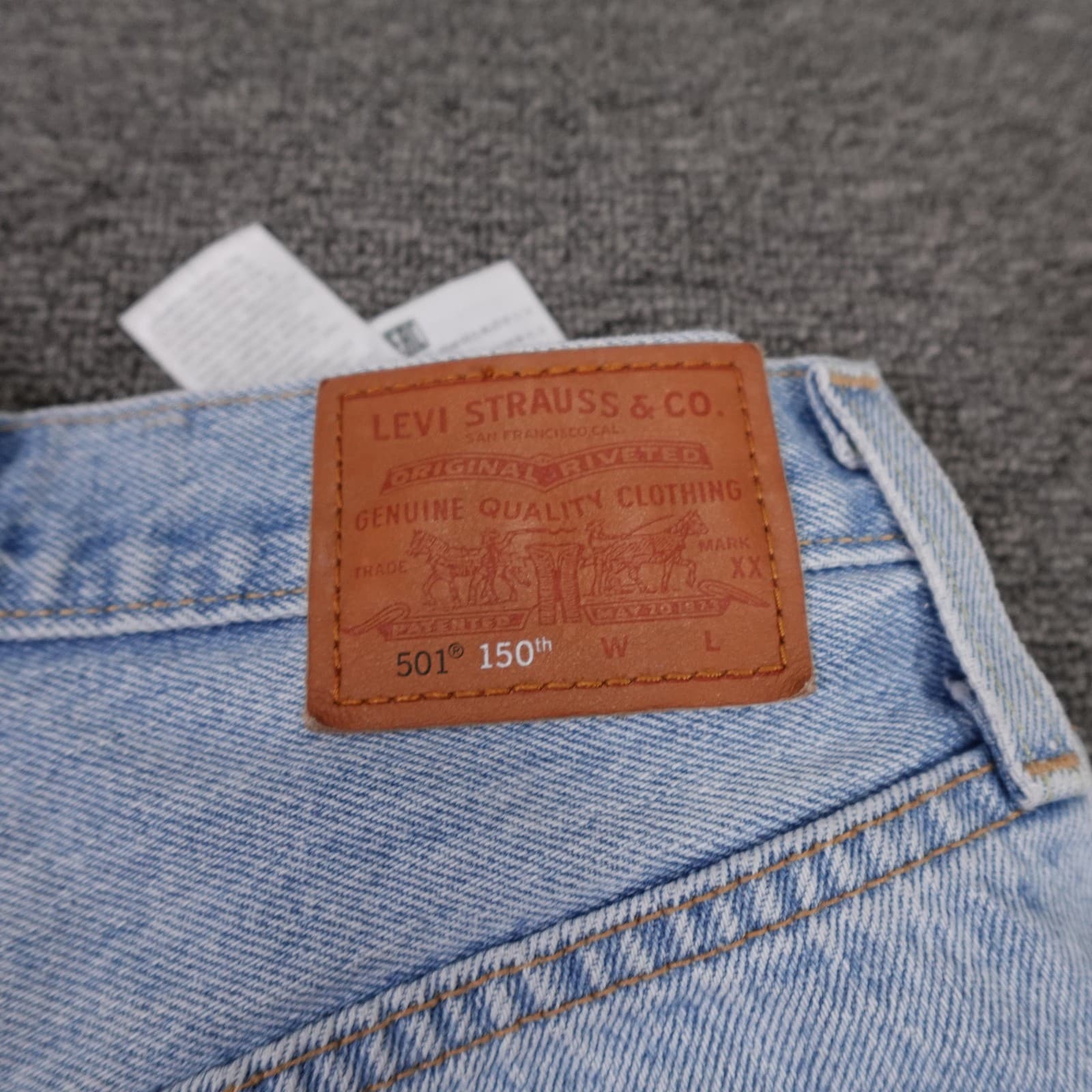 Levi's 501 150th Shorts Womens W23 Blue Denim Button Fly Floral Cutoff - Thumbnail 6