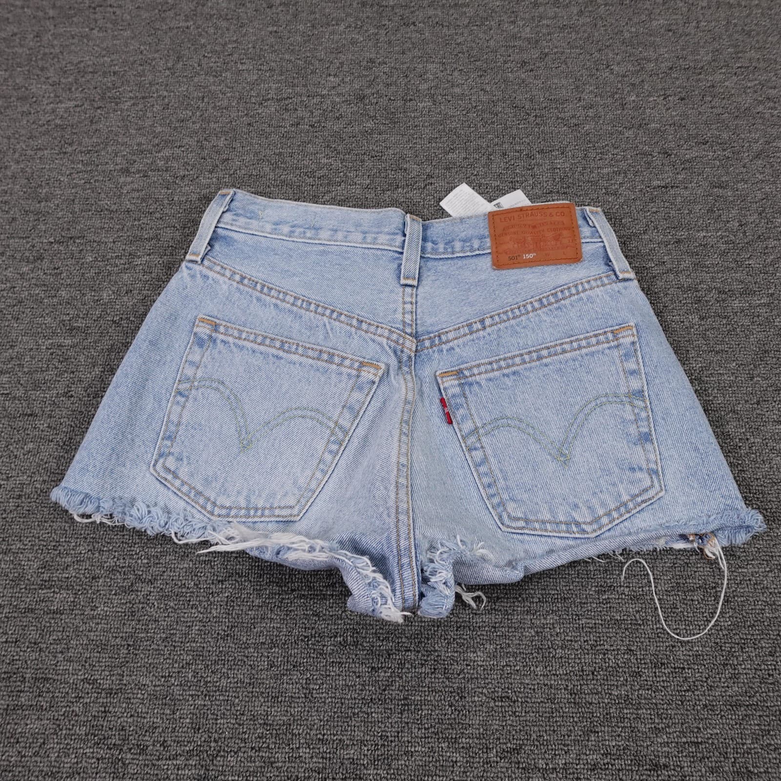Levi's 501 150th Shorts Womens W23 Blue Denim Button Fly Floral Cutoff - Thumbnail 7