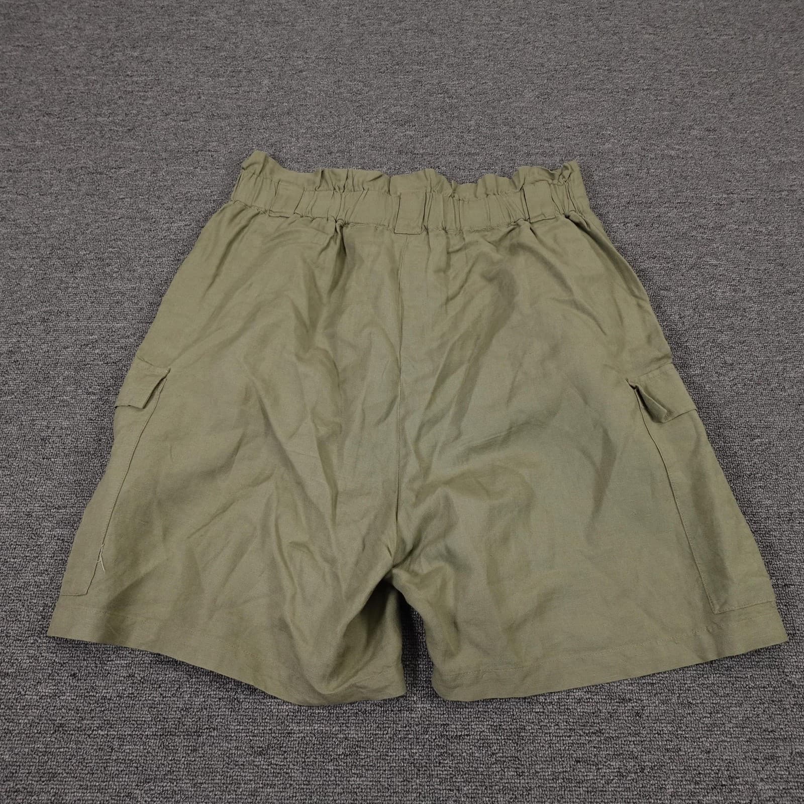 A New Day Shorts Womens Large Green Linen Blend Cargo Pull On Casual Summer - Thumbnail 3