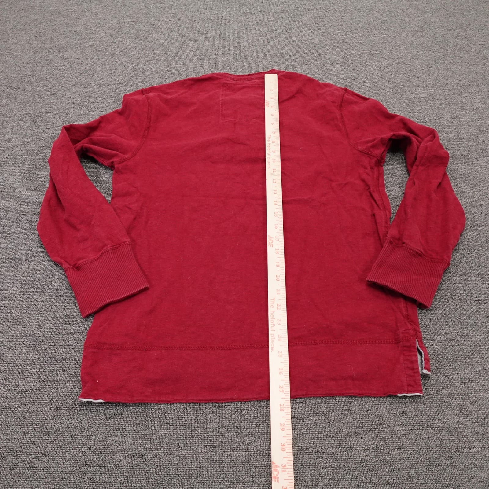 American Eagle Outfitters Henley Shirt Mens Large Red Long Sleeve Tee Casual - Thumbnail 6