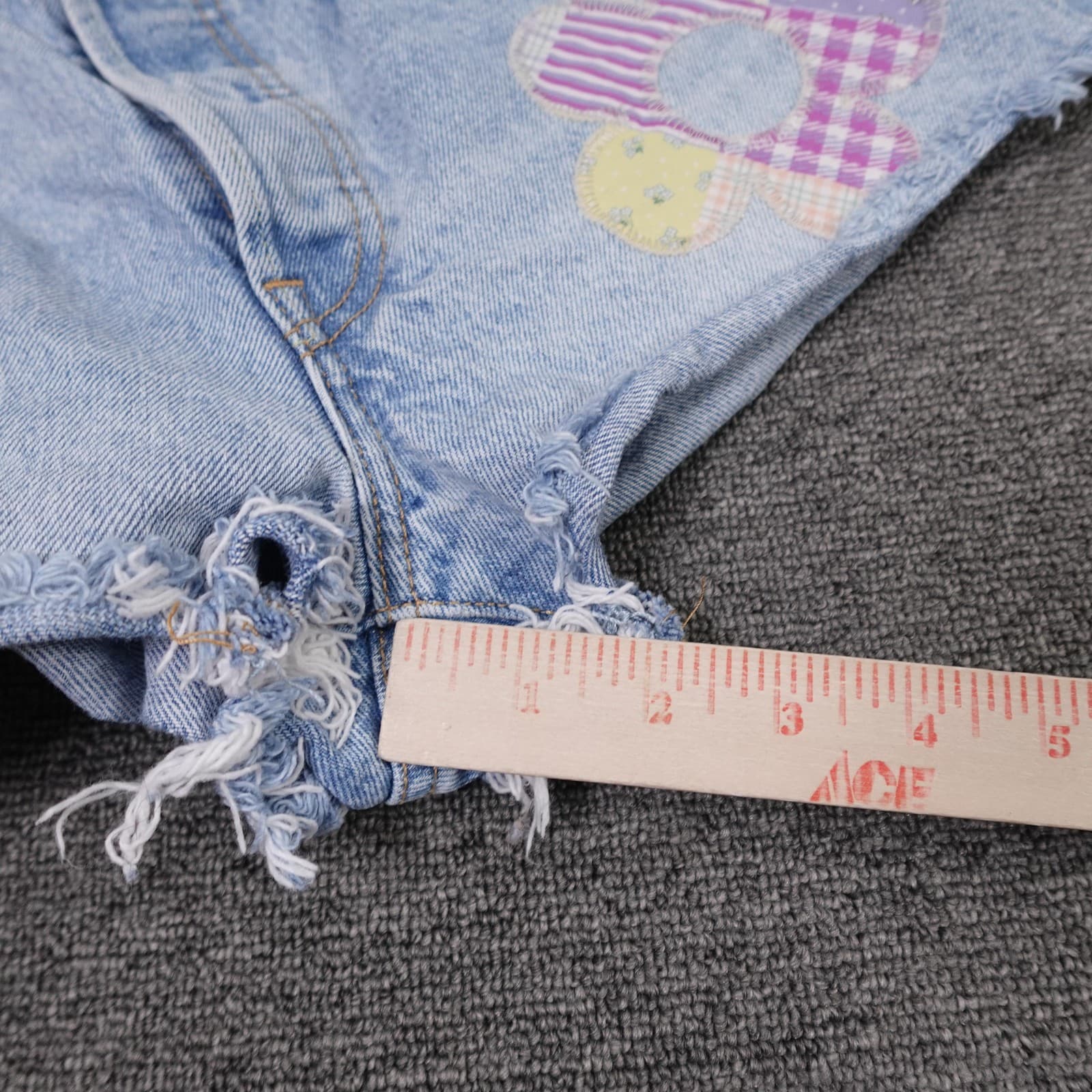 Levi's 501 150th Shorts Womens W23 Blue Denim Button Fly Floral Cutoff - Thumbnail 12