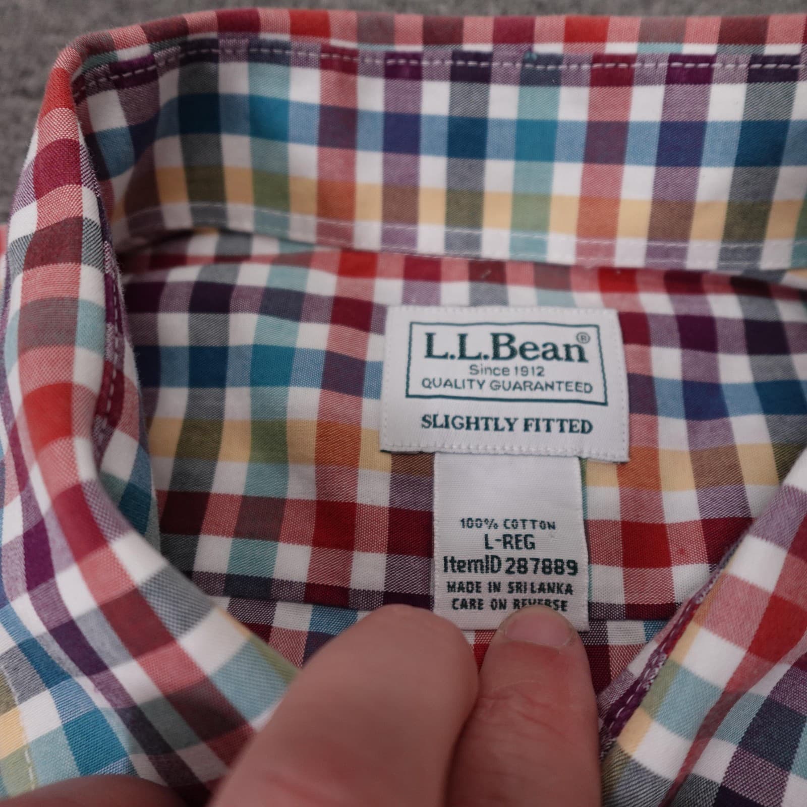 L.L.Bean Shirt Mens Large Multicolor Plaid Long Sleeve Button Up Slightly Fitted - Thumbnail 3