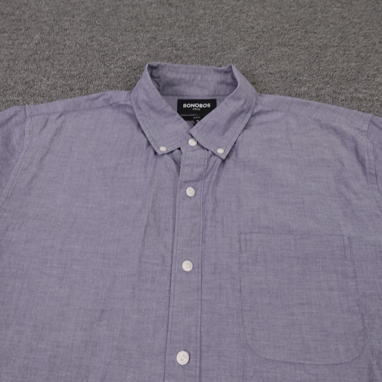 Bonobos Shirt Mens XL Purple Chambray Long Sleeve Button Down Slim Fit Stretch - Thumbnail 2