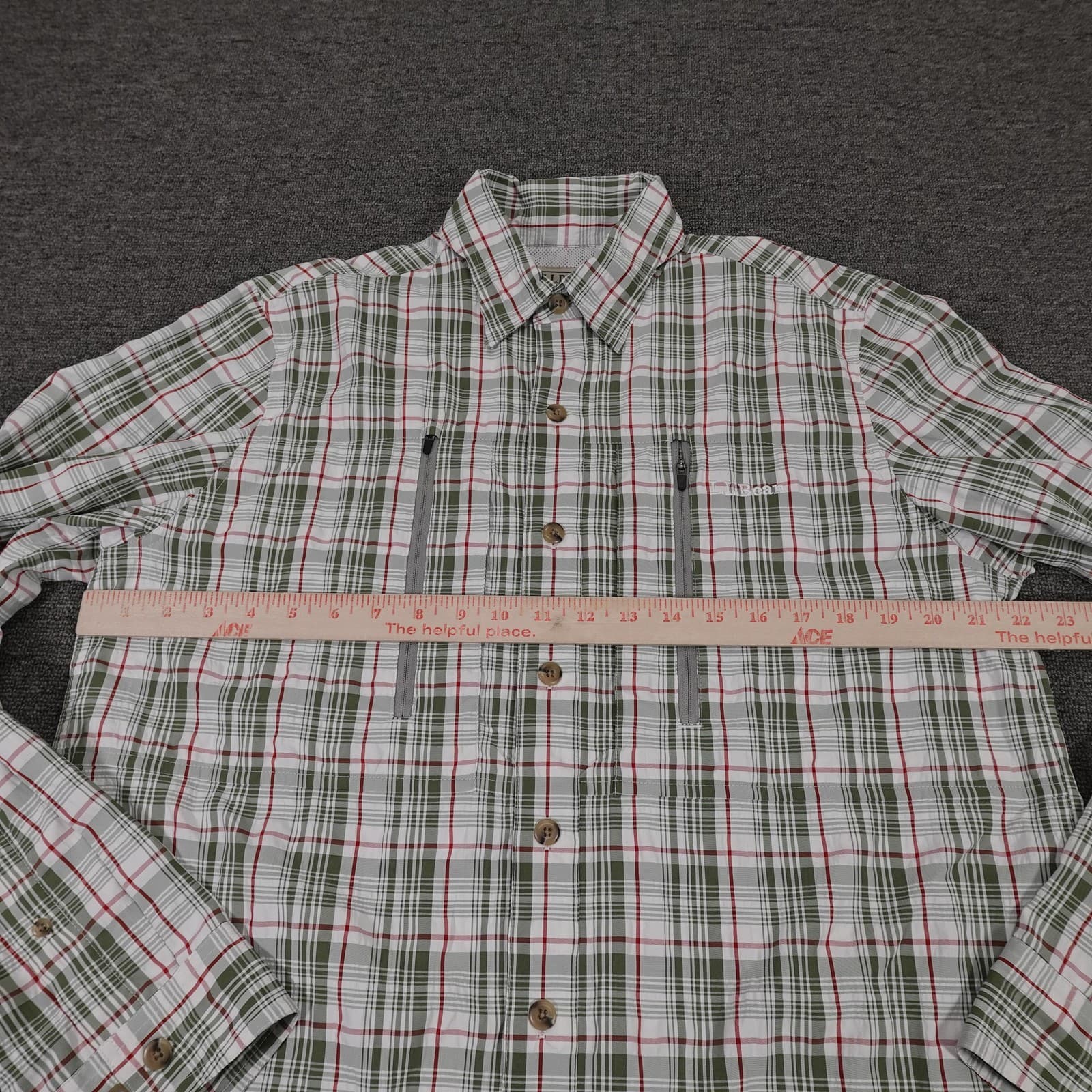 L.L.Bean Shirt Mens Medium Green Plaid Performance Fishing Lightweight Outdoor - Thumbnail 5