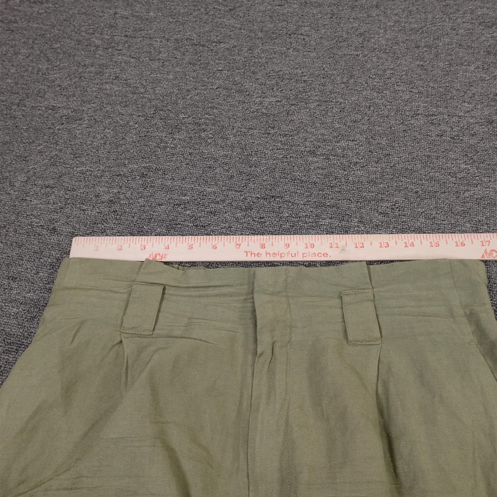 A New Day Shorts Womens Large Green Linen Blend Cargo Pull On Casual Summer - Thumbnail 5