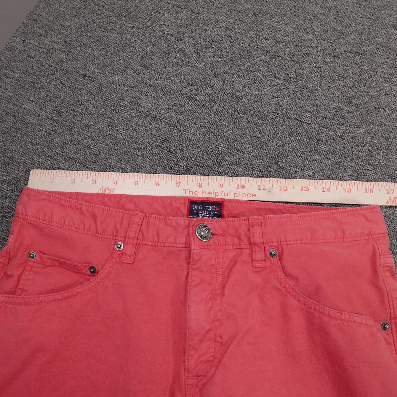 UNTUCKit Pants Mens 32x31 Pink Straight Fit Canvas Chino Stretch 5 Pocket Preppy - Thumbnail 6