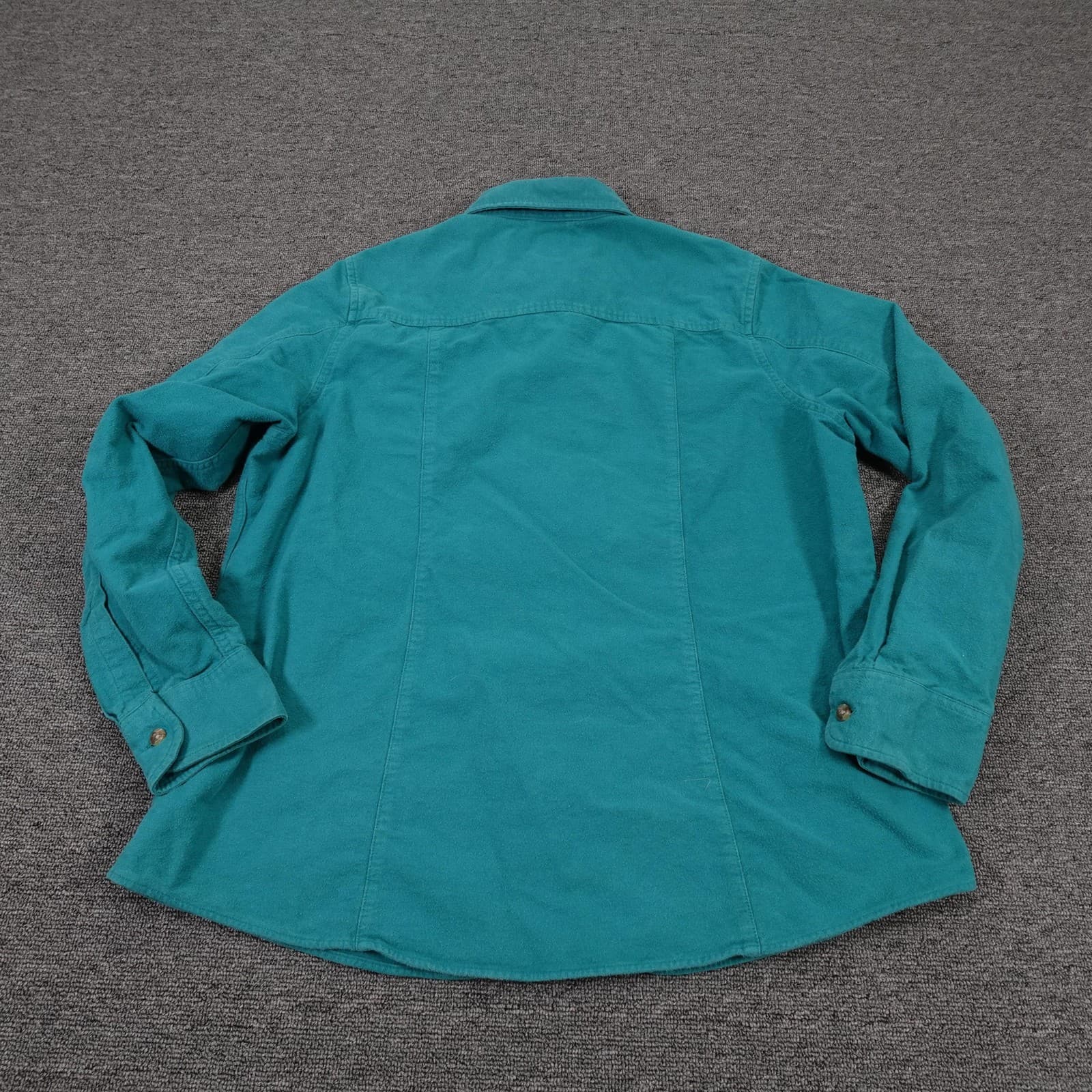 L.L.Bean Shirt Womens Large Green Flannel Button Up Long Sleeve Pockets Casual - Thumbnail 6
