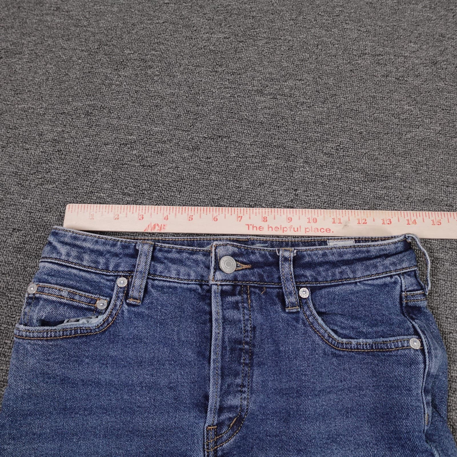 We The Free Shorts Womens 26 Blue Denim Button Fly Cutoff Frayed Hem Stretch - Thumbnail 8