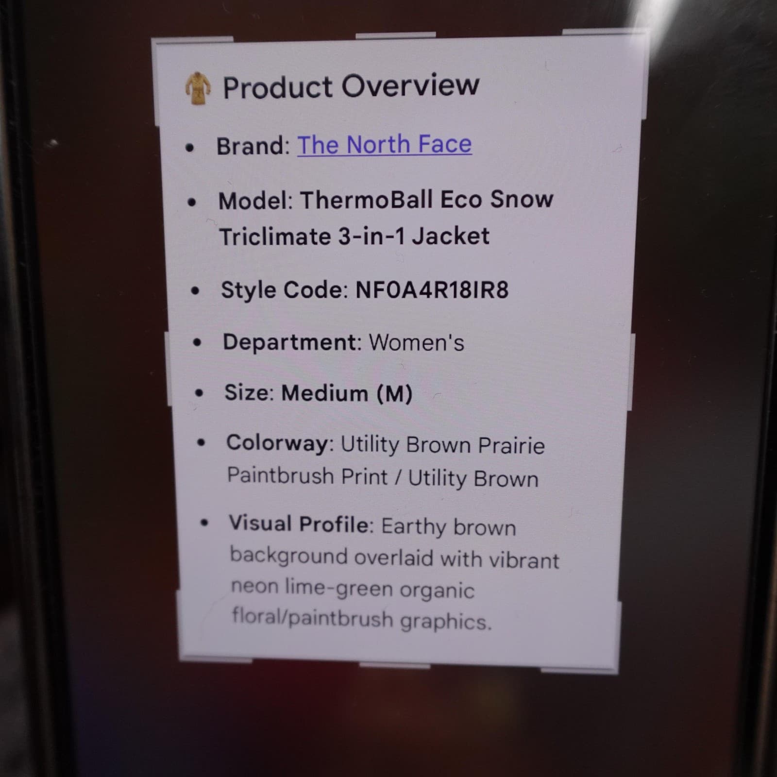 The North Face ThermoBall Eco Snow Triclimate Jacket Womens Medium Brown 3-in-1 - Thumbnail 16
