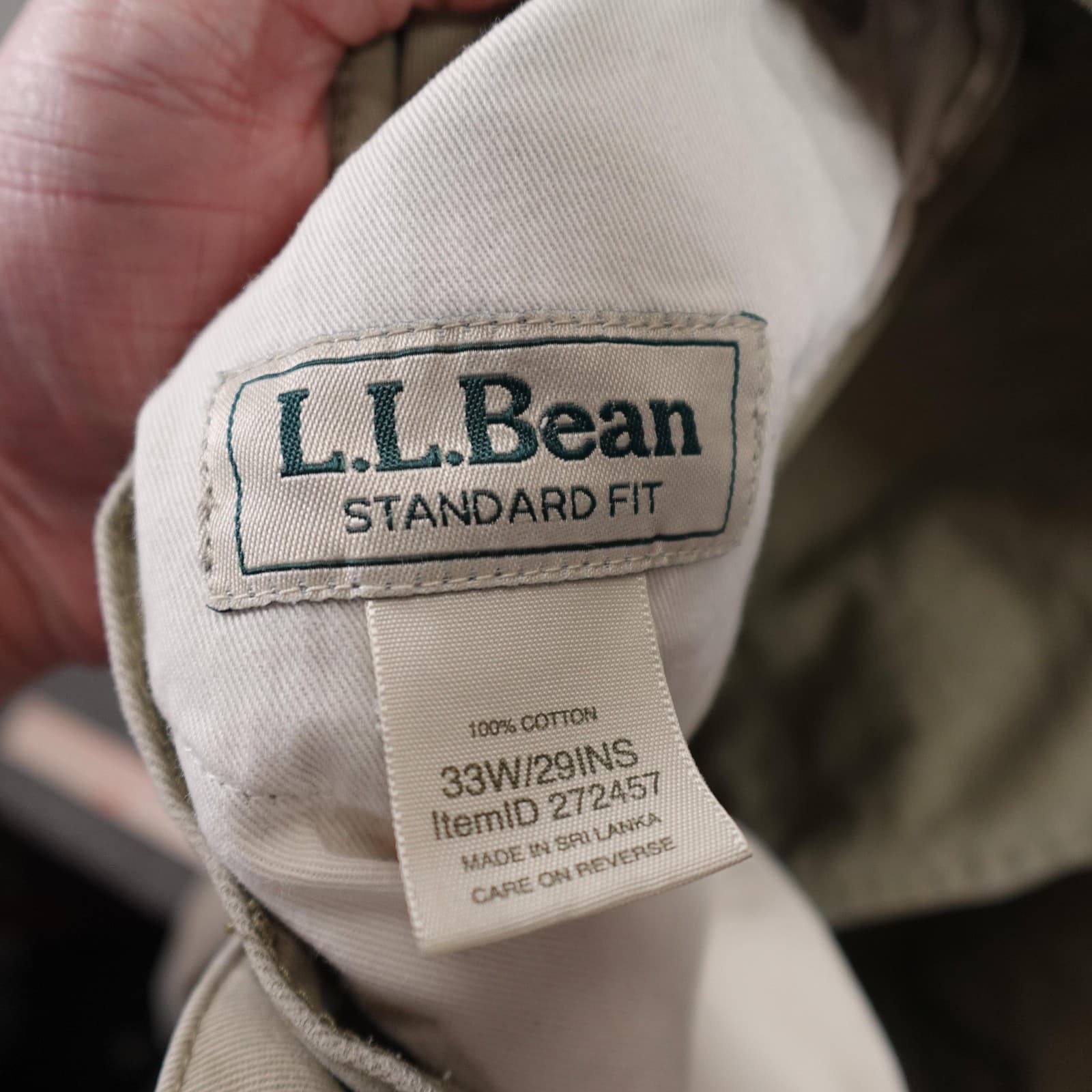 L.L. Bean Pants Mens 33x28 Beige Khaki Standard Fit 5 Pocket Cotton Casual - Thumbnail 5