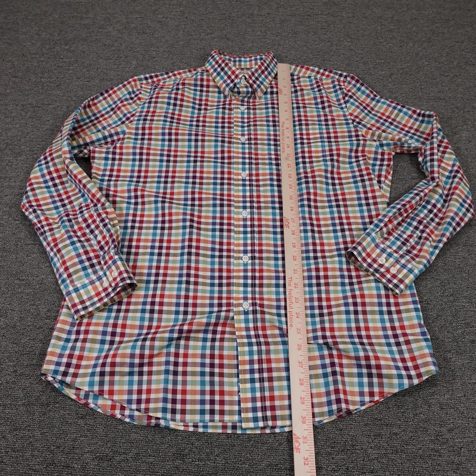 L.L.Bean Shirt Mens Large Multicolor Plaid Long Sleeve Button Up Slightly Fitted - Thumbnail 5