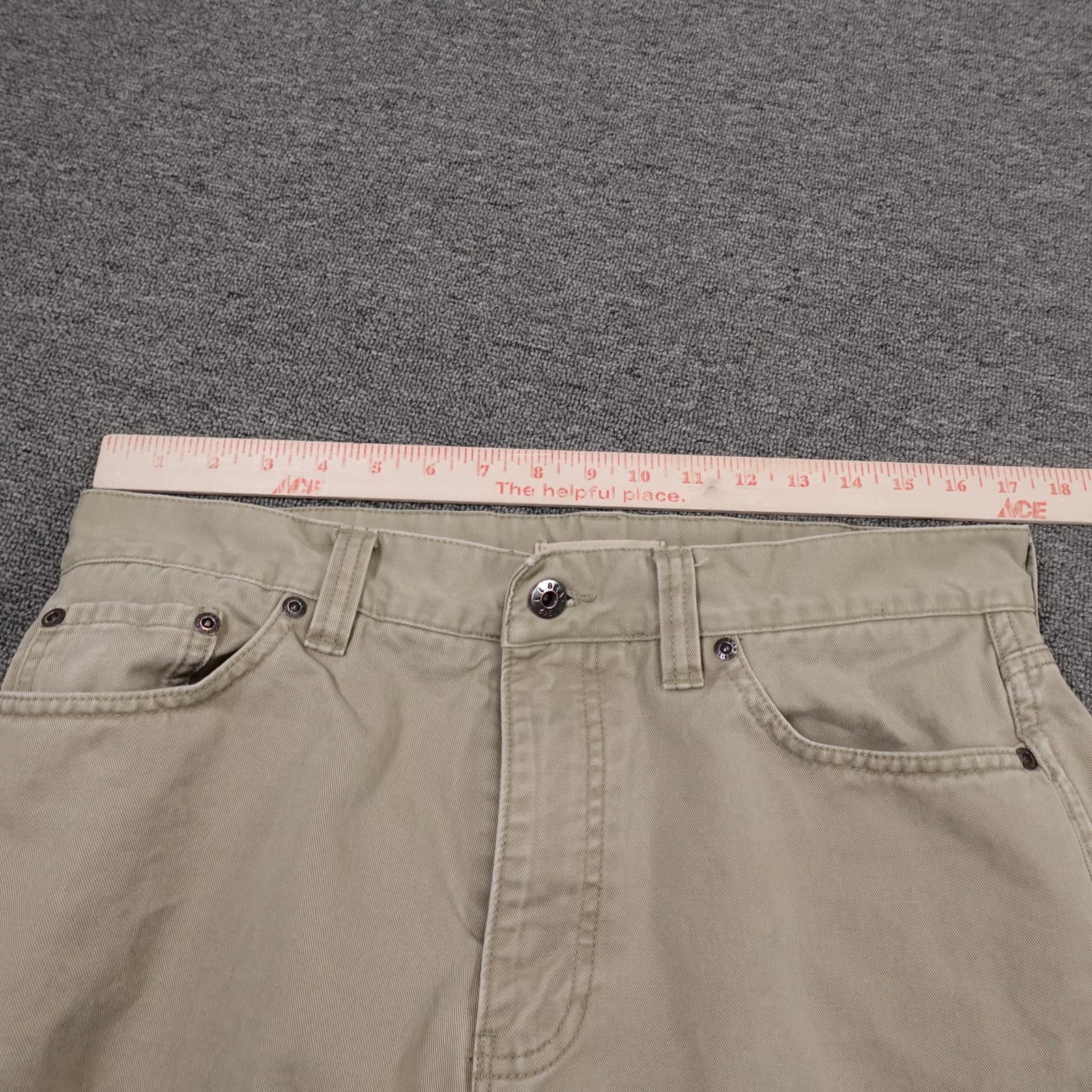 L.L. Bean Pants Mens 33x28 Beige Khaki Standard Fit 5 Pocket Cotton Casual - Thumbnail 6