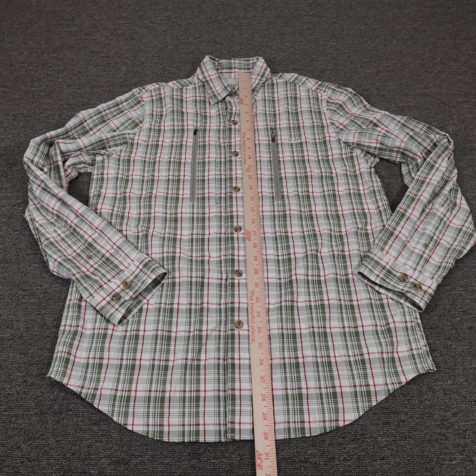 L.L.Bean Shirt Mens Medium Green Plaid Performance Fishing Lightweight Outdoor - Thumbnail 6
