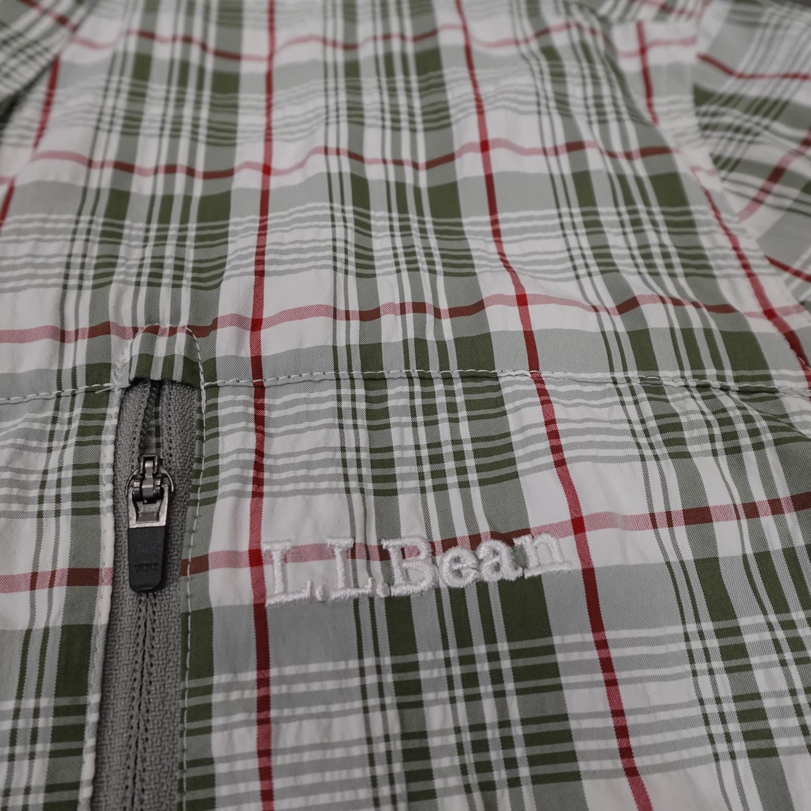 L.L.Bean Shirt Mens Medium Green Plaid Performance Fishing Lightweight Outdoor - Thumbnail 3