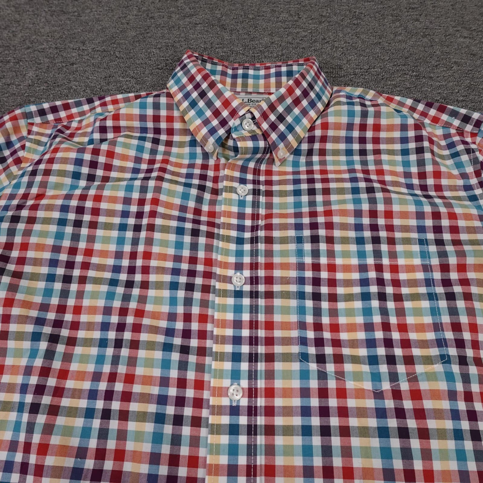 L.L.Bean Shirt Mens Large Multicolor Plaid Long Sleeve Button Up Slightly Fitted - Thumbnail 2